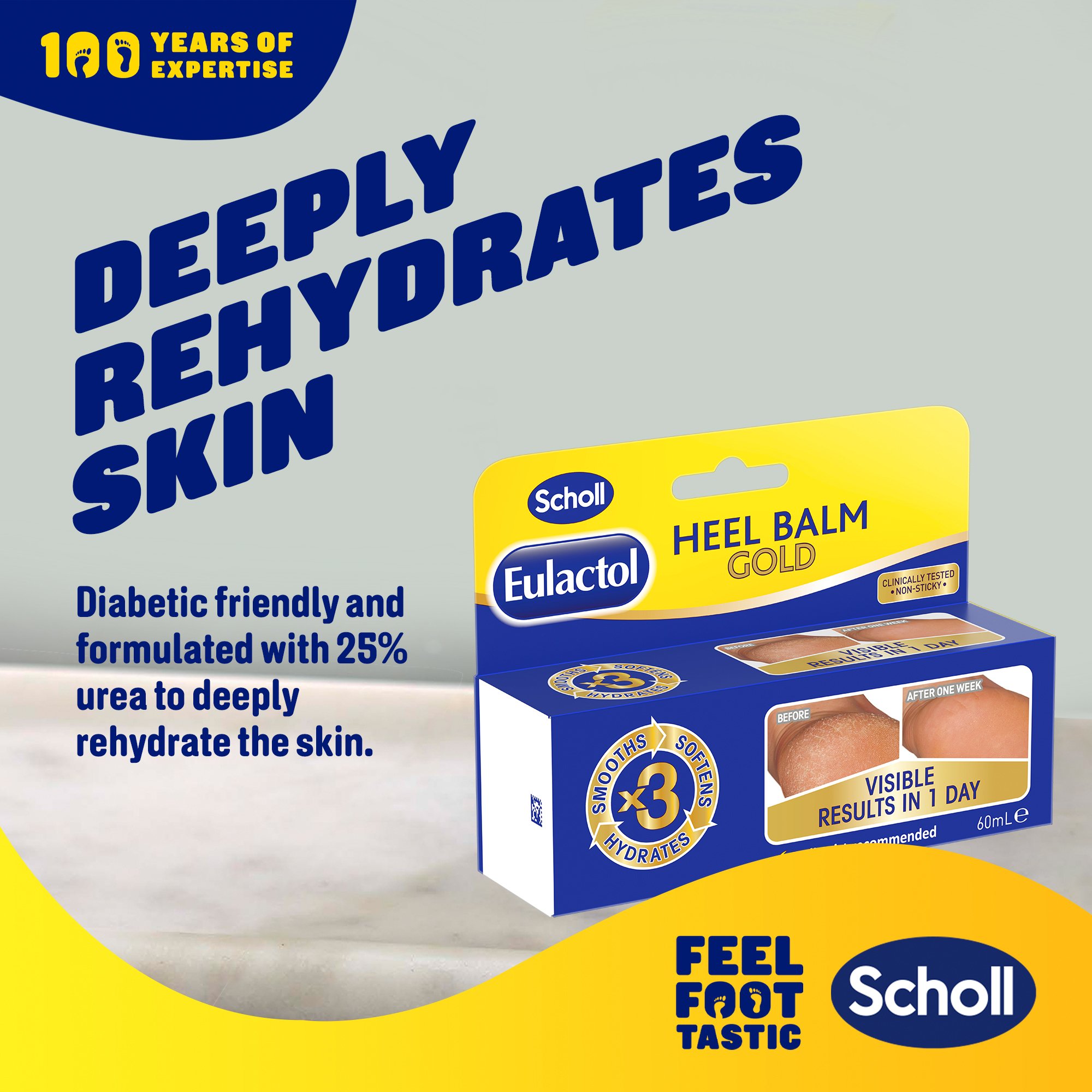 Scholl Eulactol Heel Balm Gold 60ml - Image 3