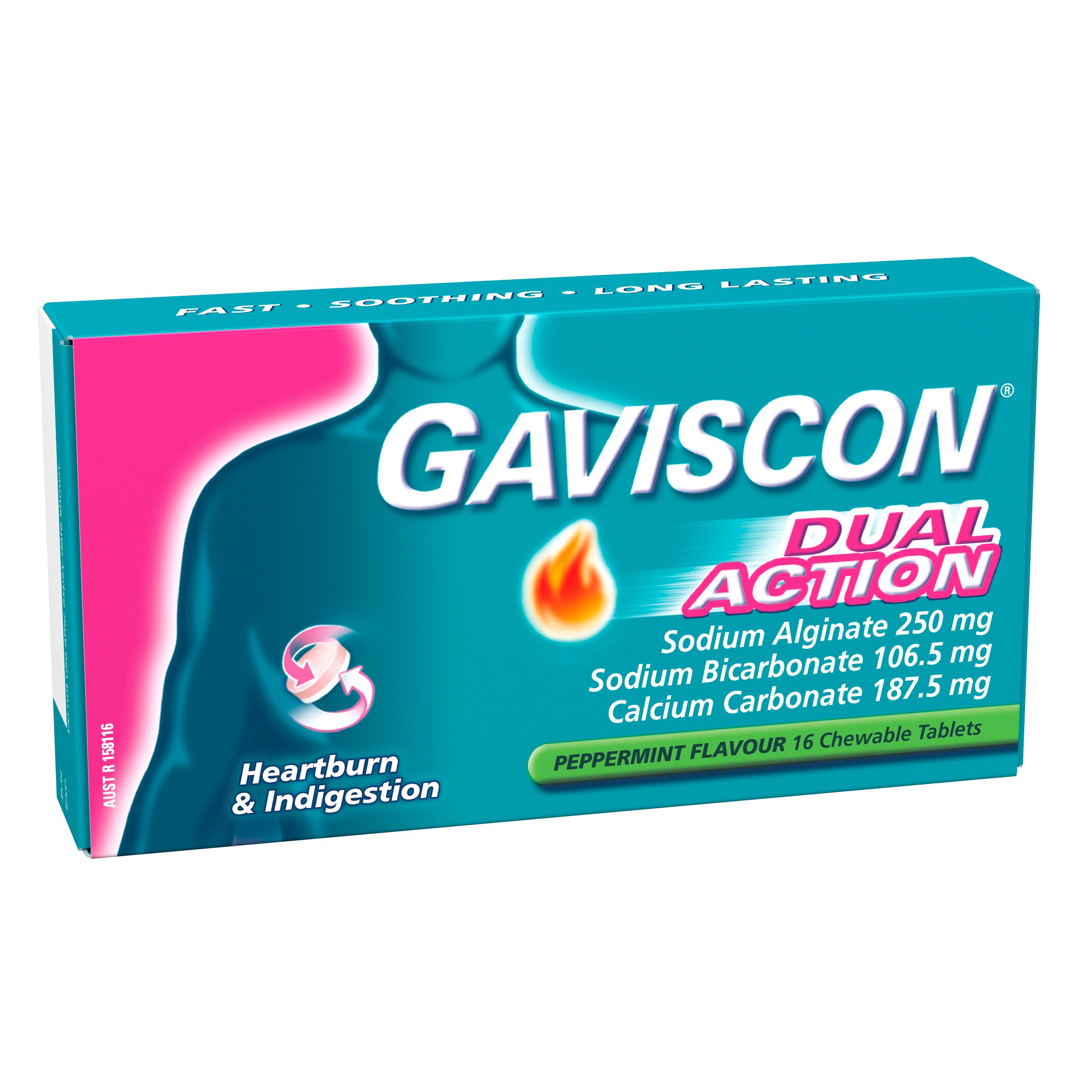 Gaviscon Dual Action Peppermint Flavour 16 chewable tablets - Image 8
