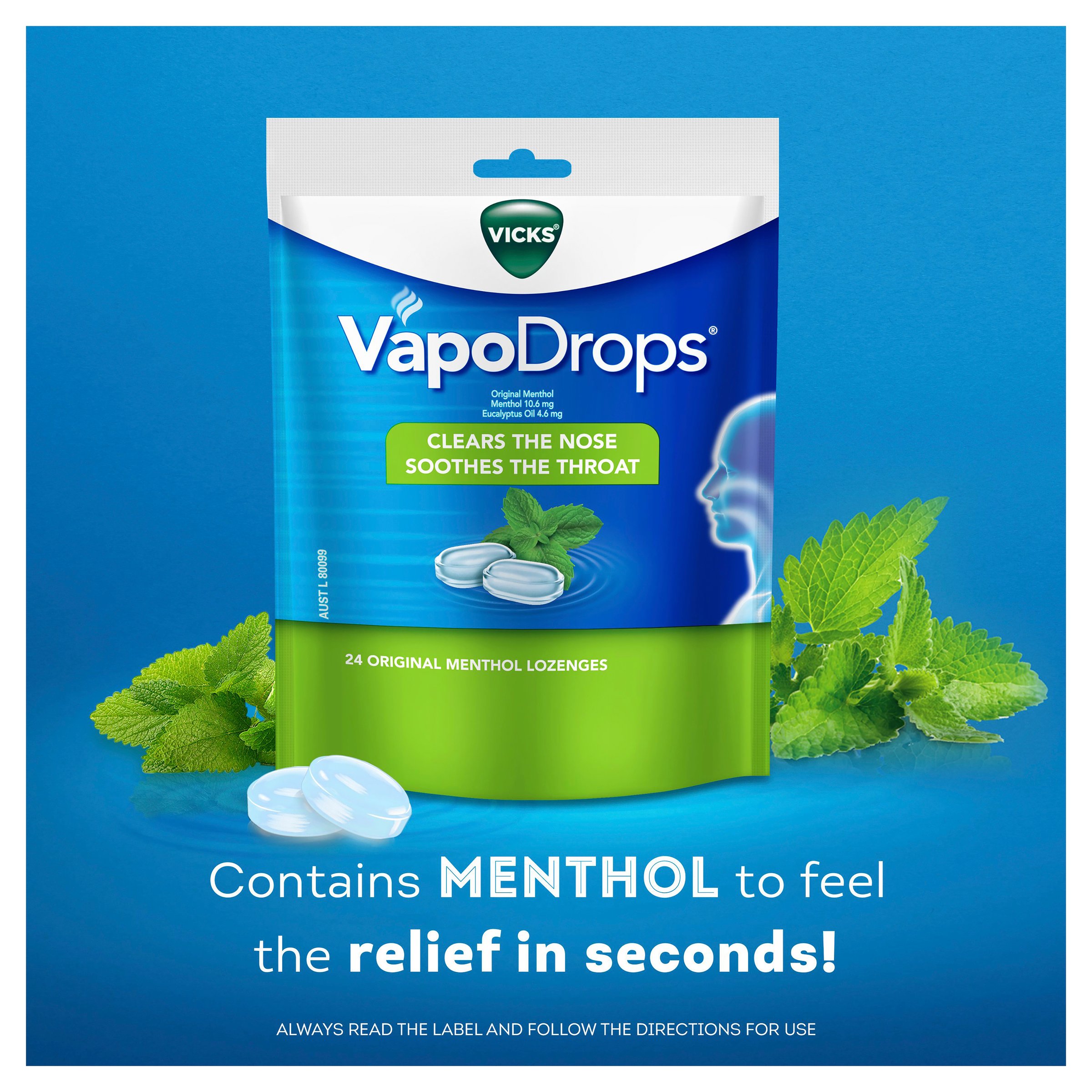 Vicks VapoDrops Original Menthol 24 lozenges - Image 4