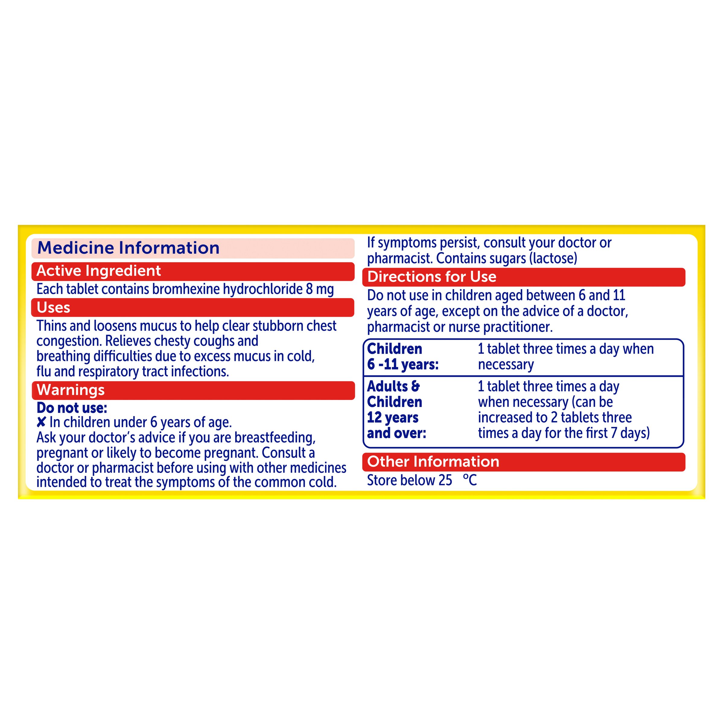 Bisolvon Chesty Forte 8mg - 50 tablets - Image 2