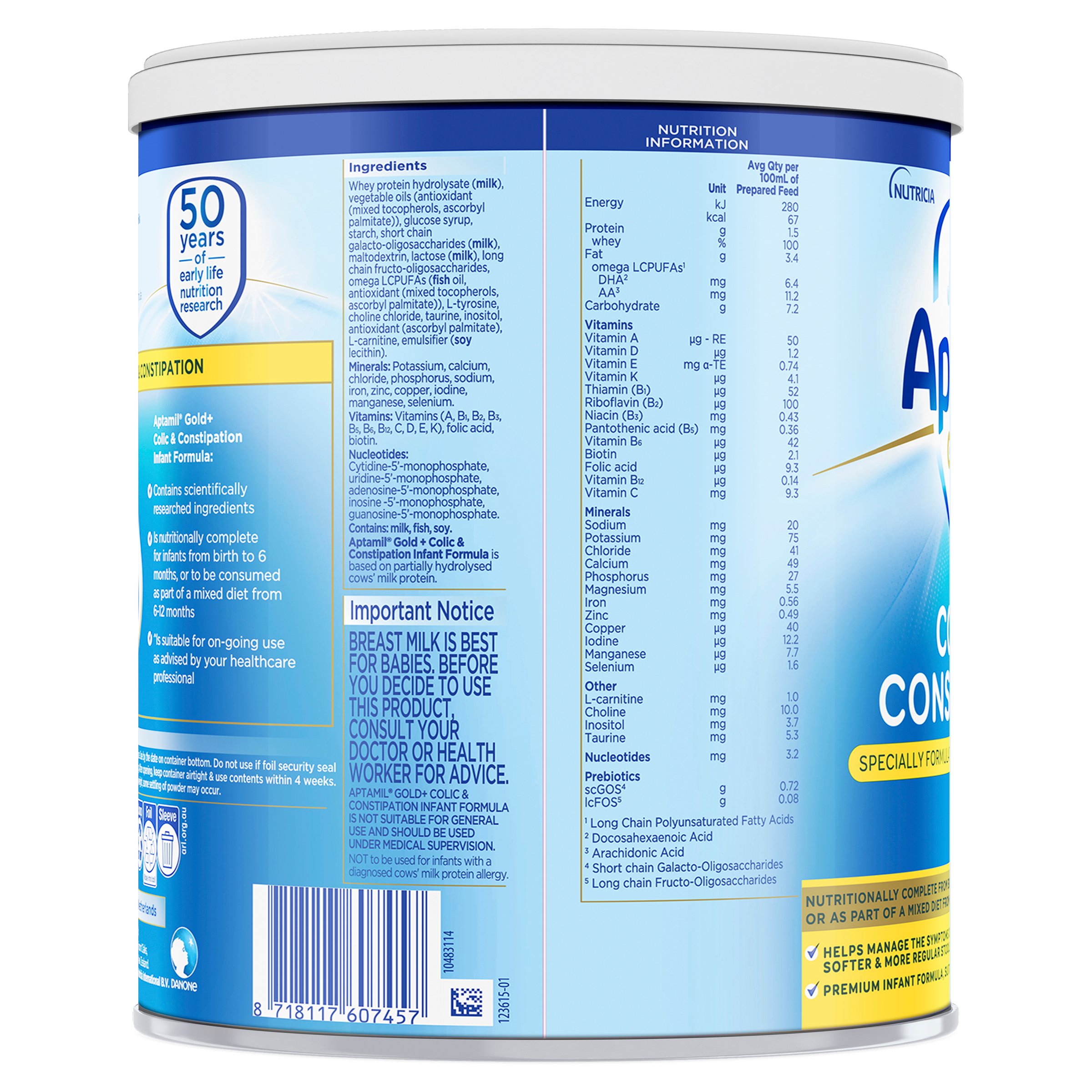 Aptamil Gold+ Colic&Constipation Baby Formula From 0 To 12 Months 900g - Image 3