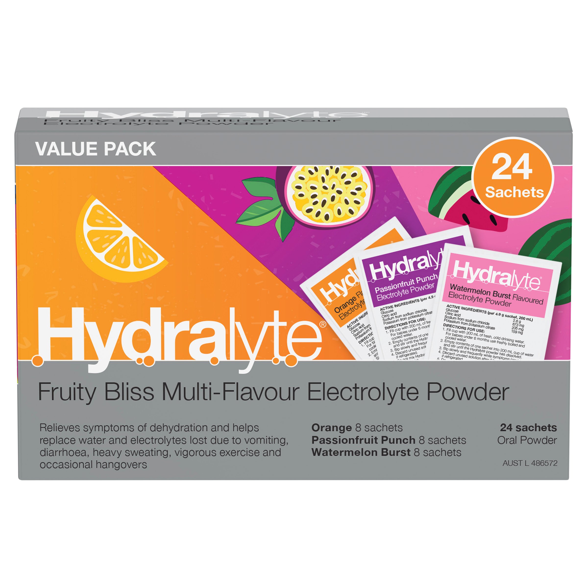 Hydralyte Electrolyte Powder Fruity Bliss 24 sachets - Image 1