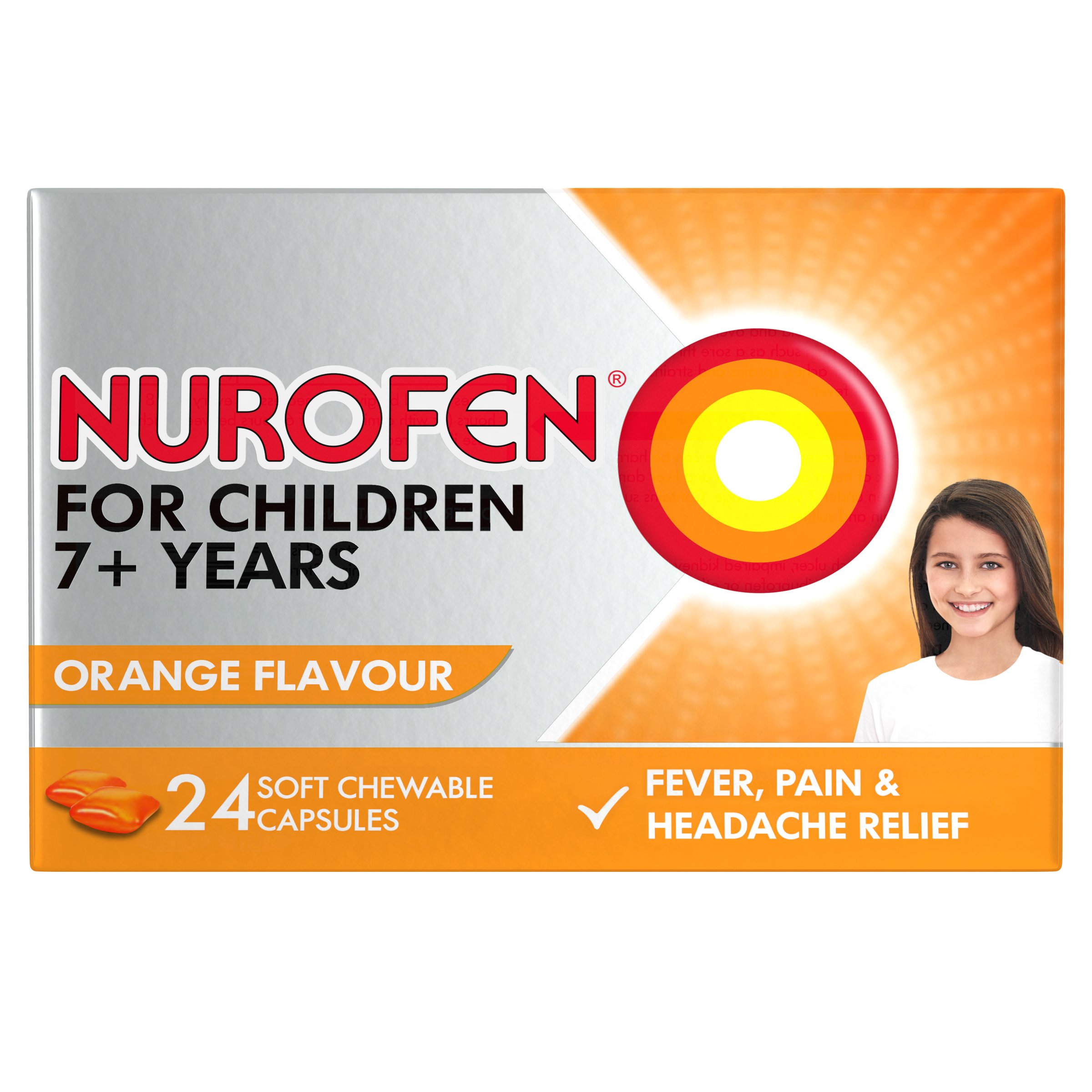 Nurofen for Children 7+ Years Orange 100mg 24 chewable capsules - Image 8