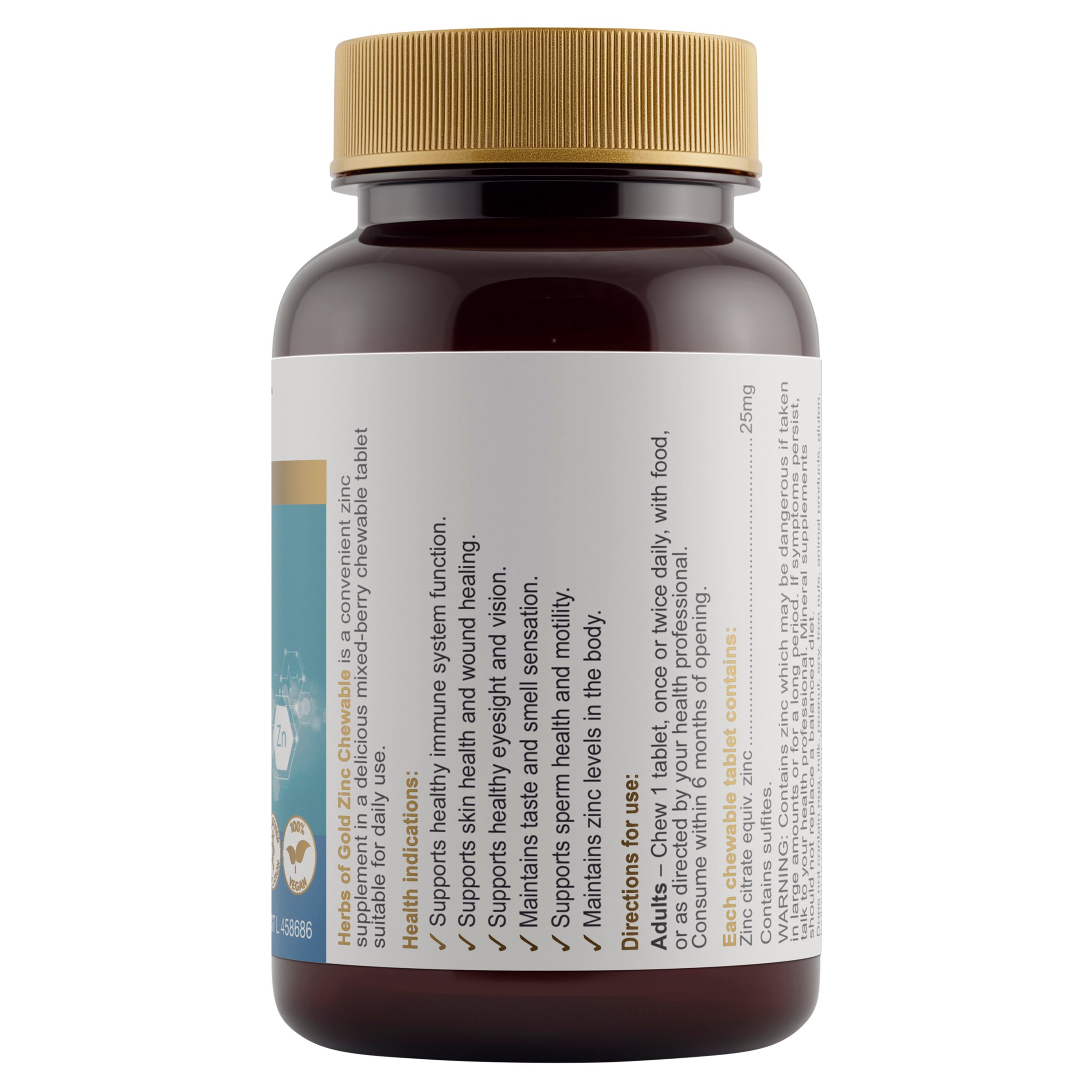 Herbs of Gold Zinc Chewable 60 tablets - Image 2