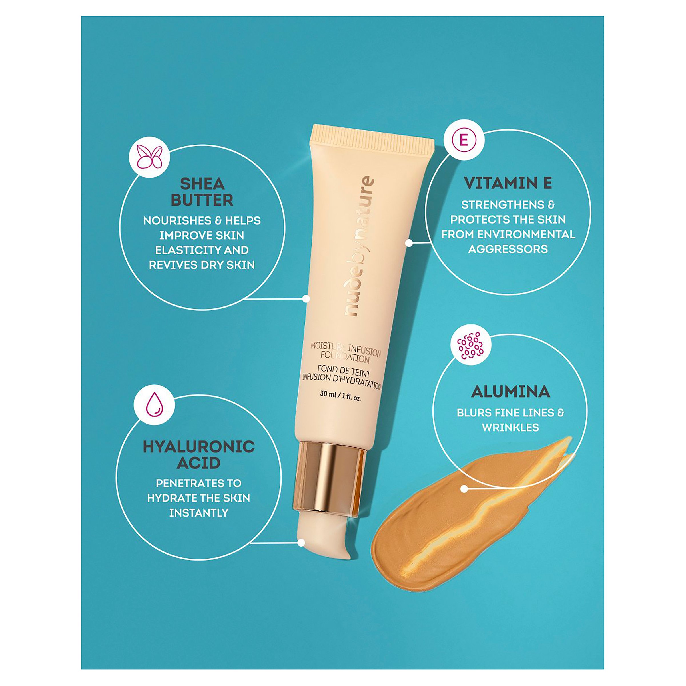 Nude By Nature Moisture Infusion Foundation N4 Silky Beige 30ml - Image 6