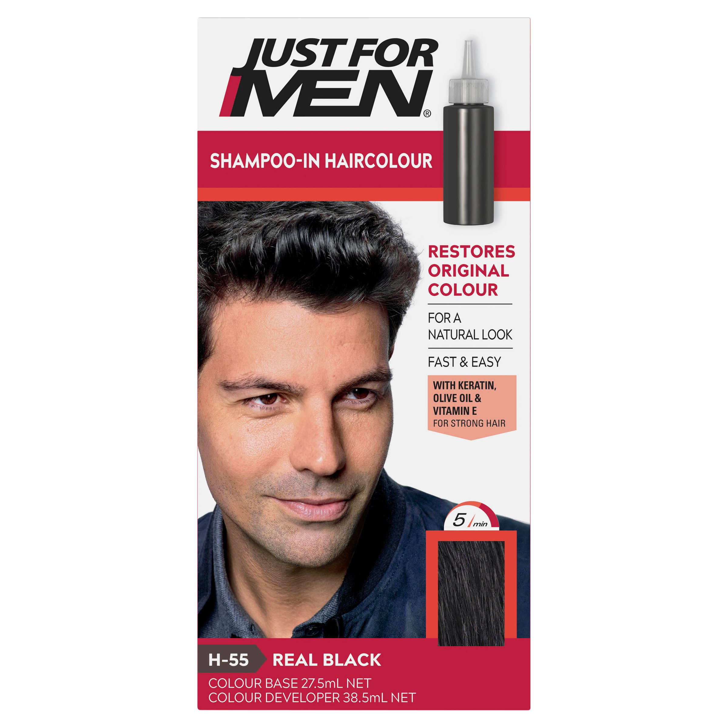 Just For Men Shampoo-In Haircolour Natural Real Black 1 pack - Image 1