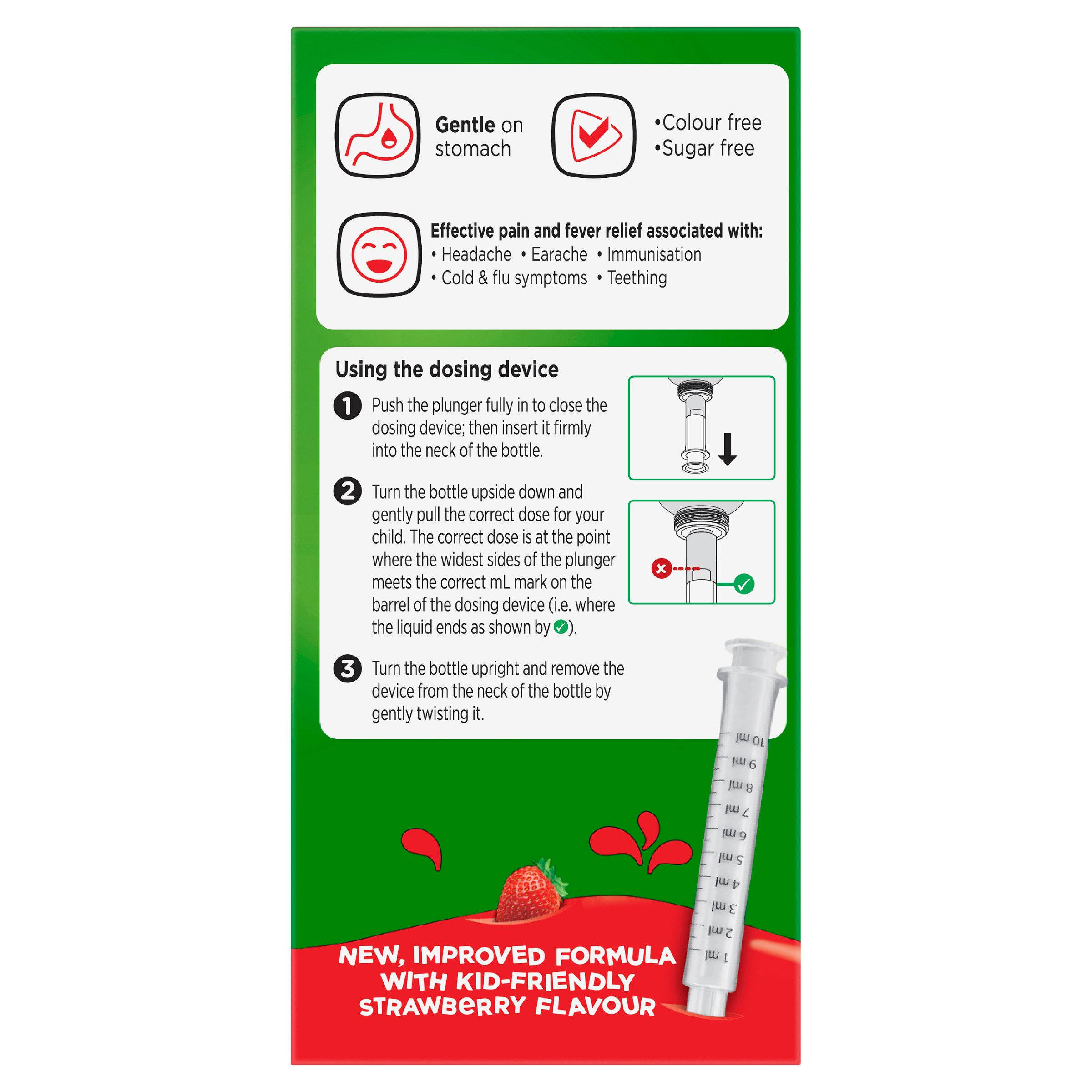 Panadol Children 5-12 Years Colourfree Suspension Strawberry Flavour 100ml - Image 3