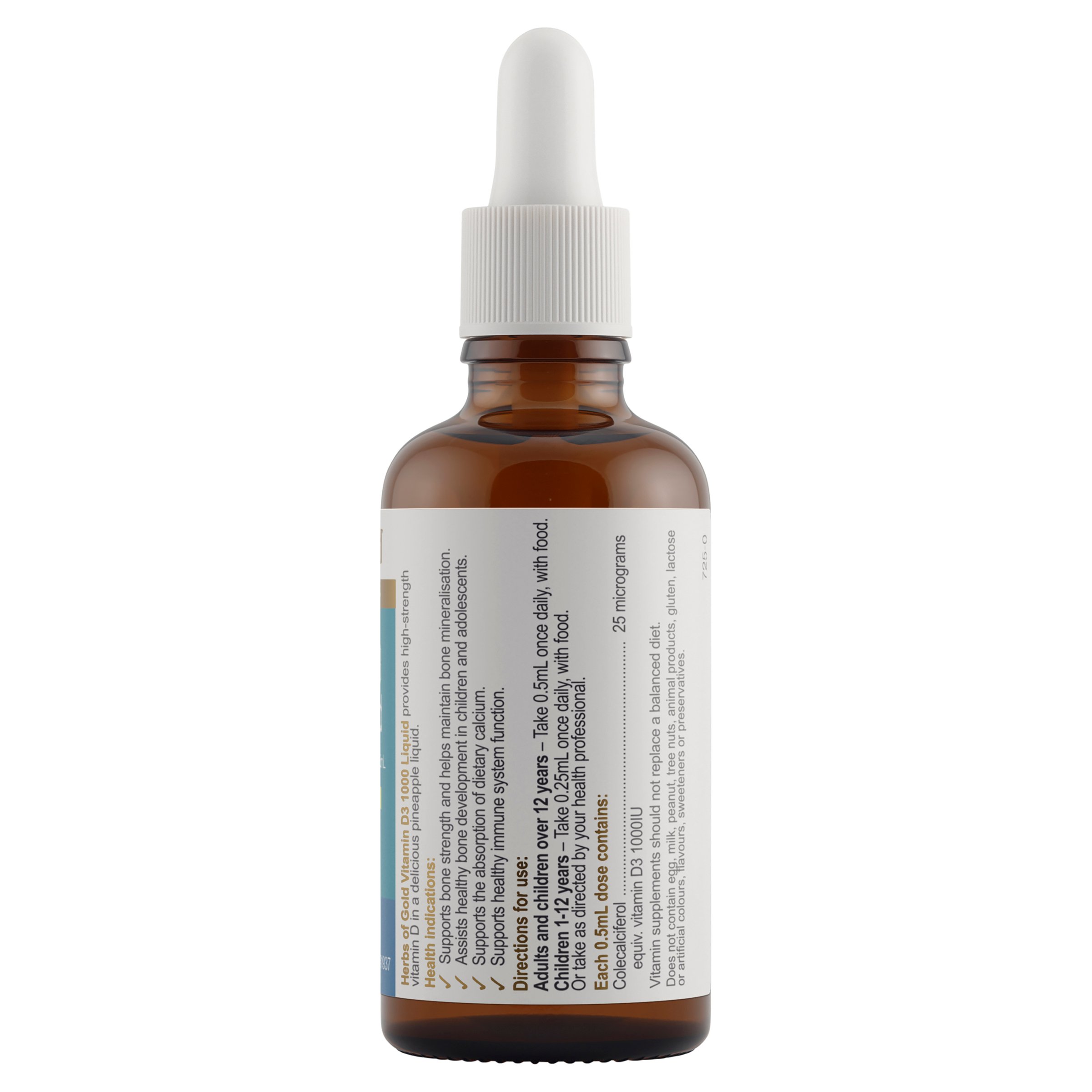 Herbs of Gold Vitamin D3 1000 Liquid 50ml - Image 2