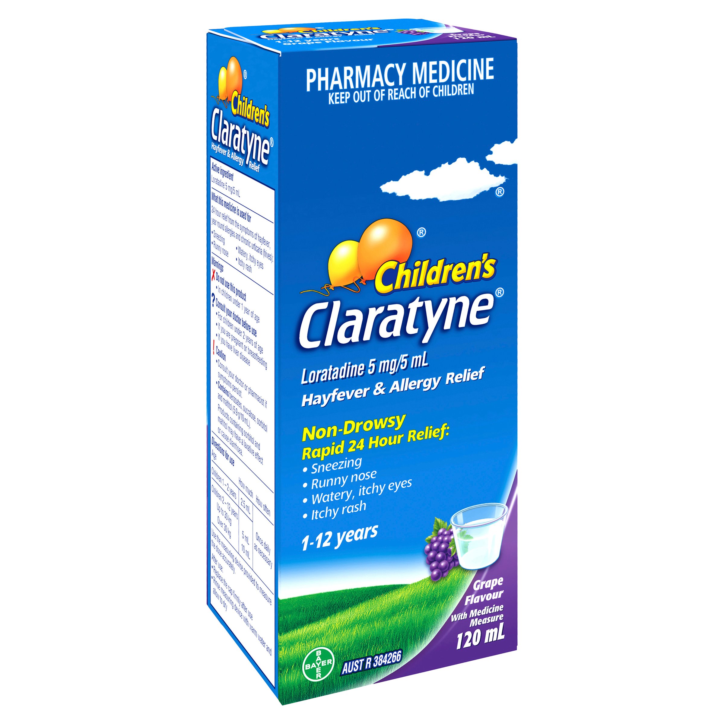 Claratyne Children's Hayfever & Allergy Relief Syrup 1-12 Years Grape Flavoured 120ml - Image 6