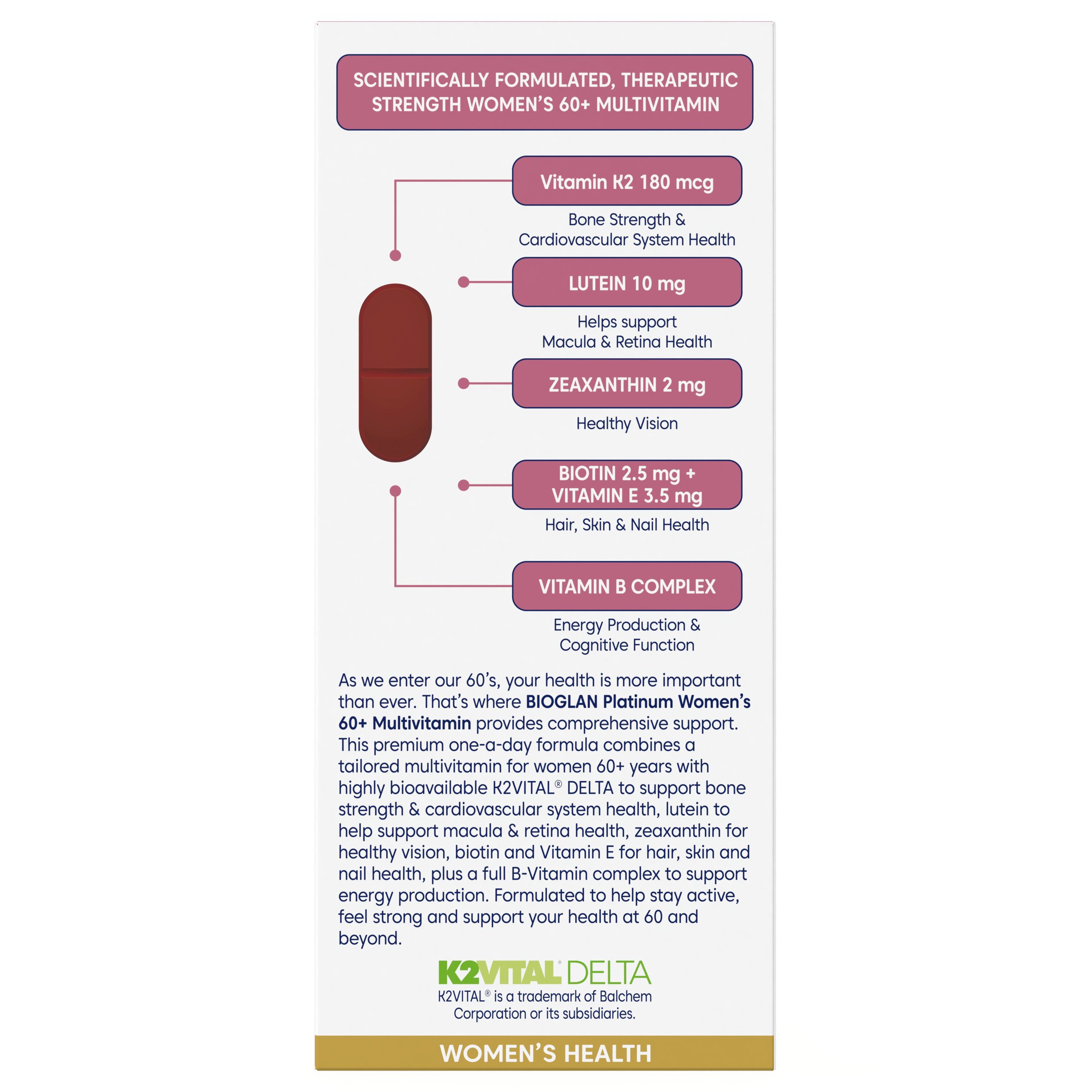 Bioglan Platinum Women's 60+ Multivitamin 60 tablets - Image 3