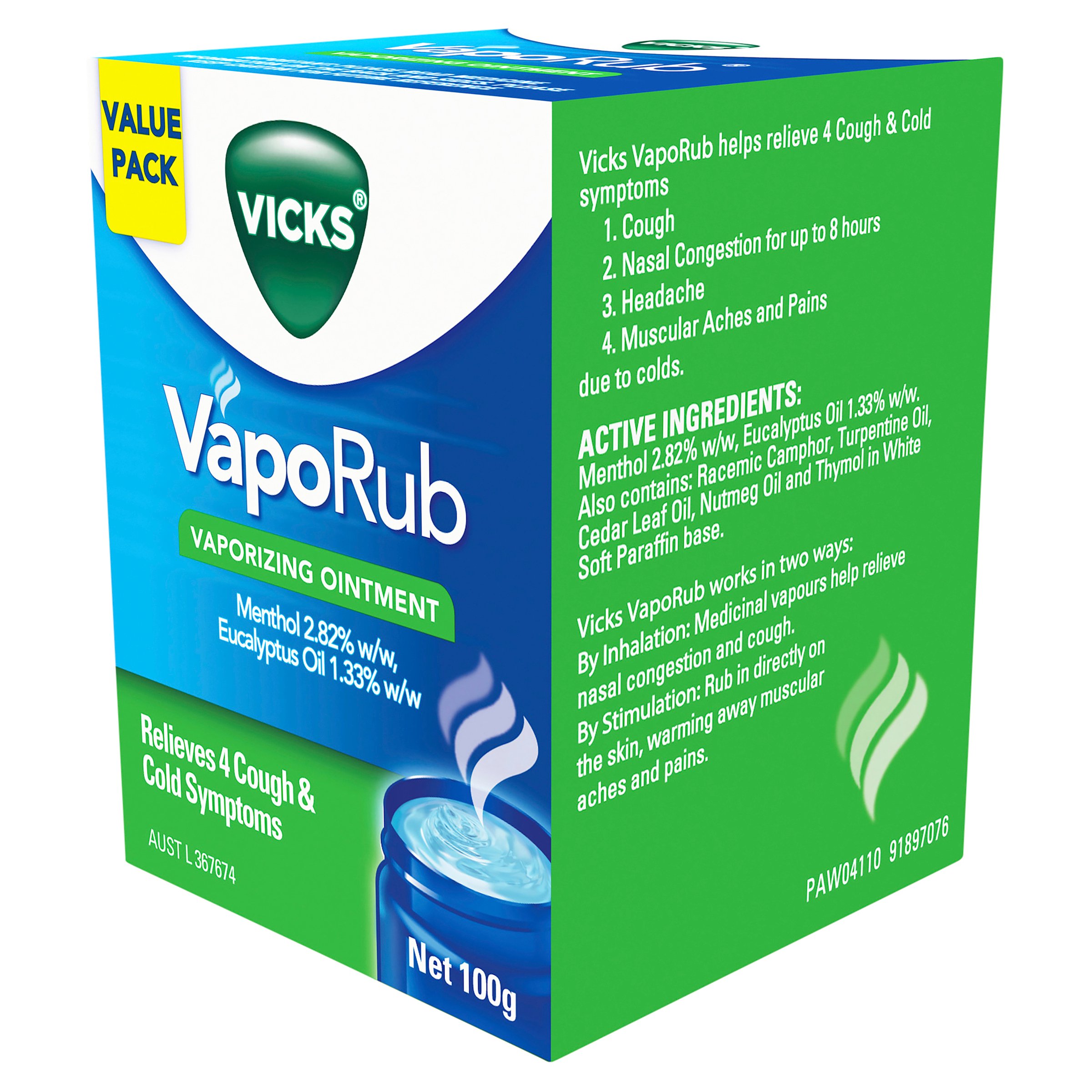 Vicks VapoRub Vaporizing Ointment 100g - Image 3