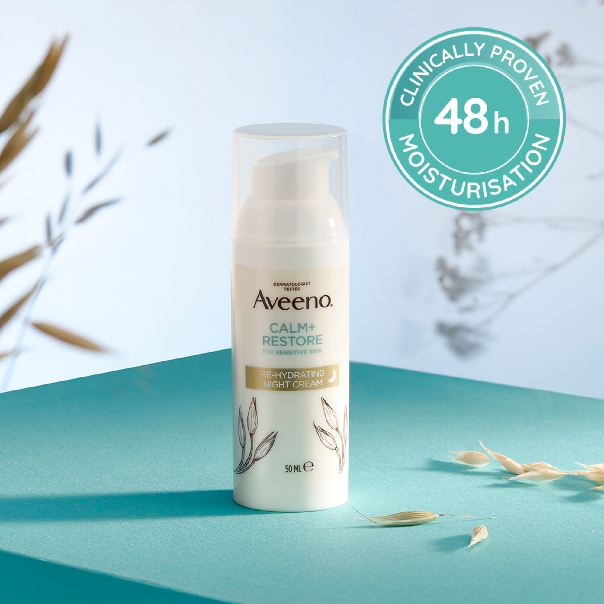Aveeno Face Calm + Restore Sensitive Skin Re-Hydrating Night Cream 50ml - Image 9