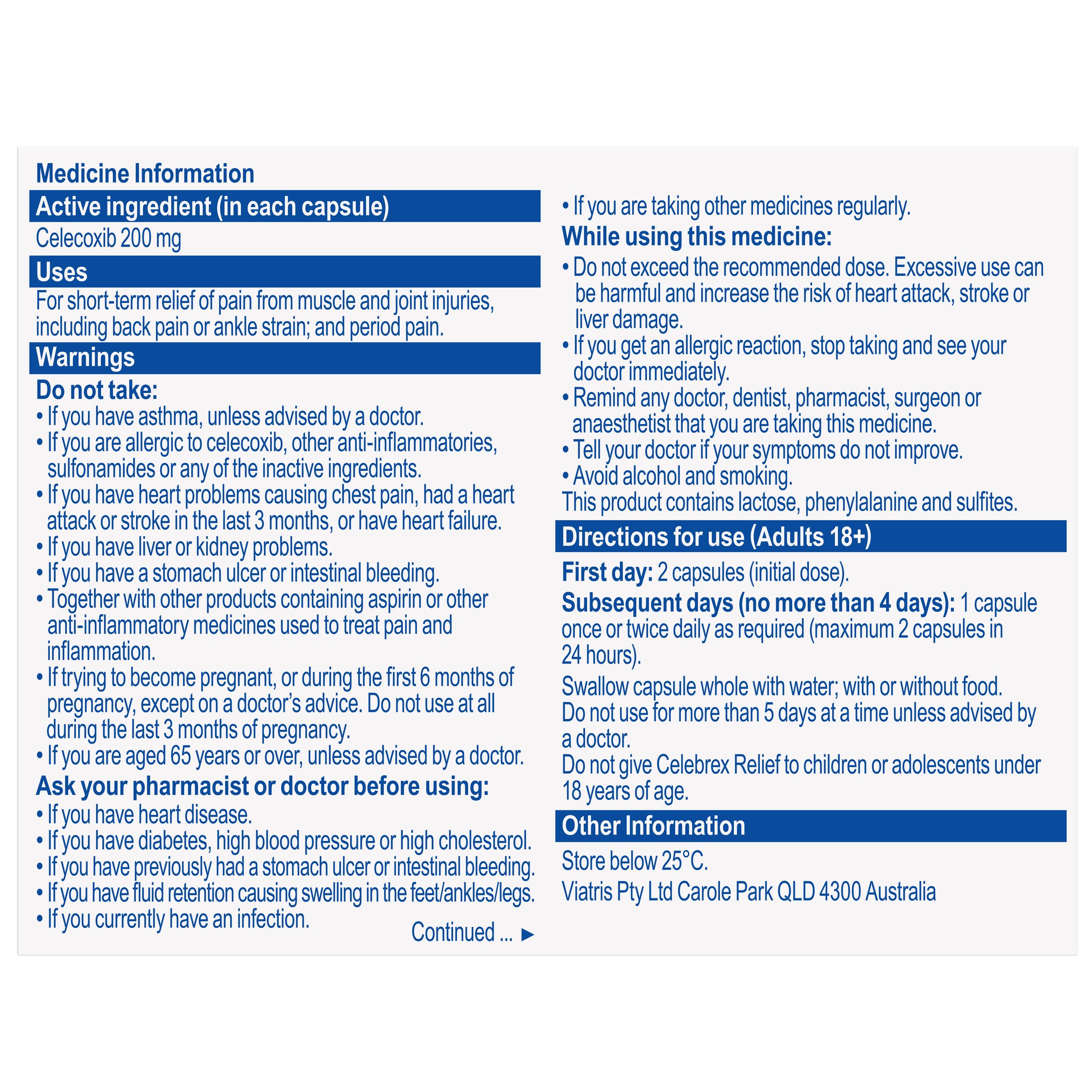 Celebrex Relief celecoxib 200mg - 10 capsules - Image 2