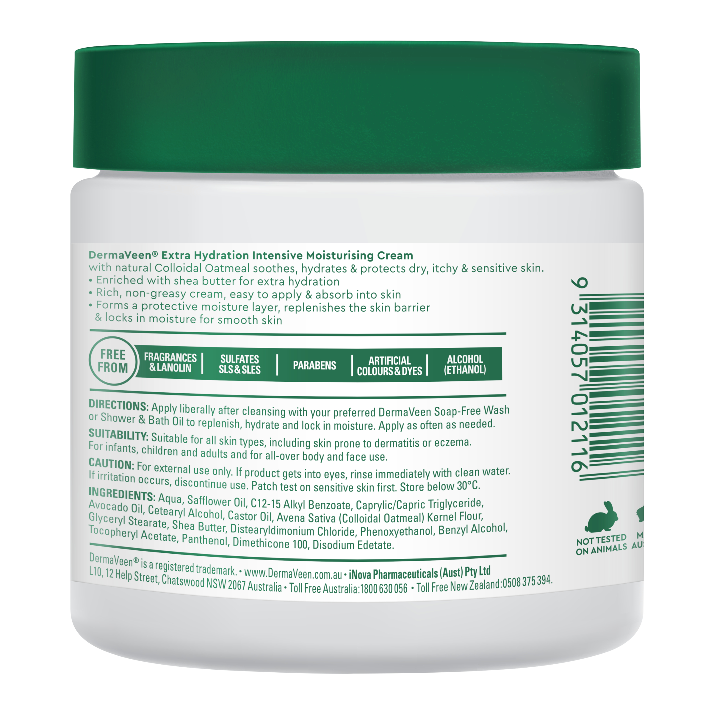 DermaVeen Extra Hydration Intensive Moisturising Cream 450g - Image 2