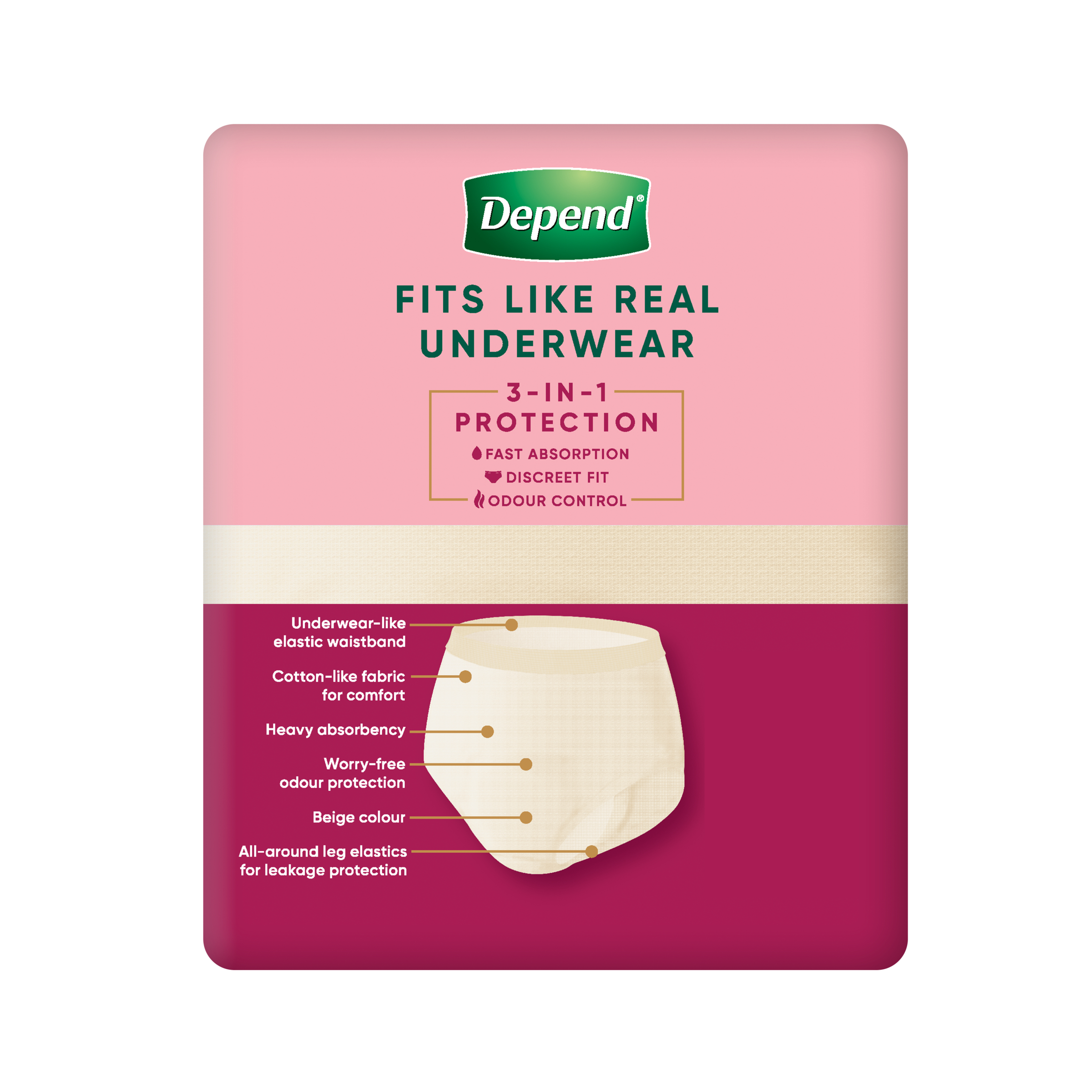 Depend Underwear RealFit Female Medium 8 pack - Image 2
