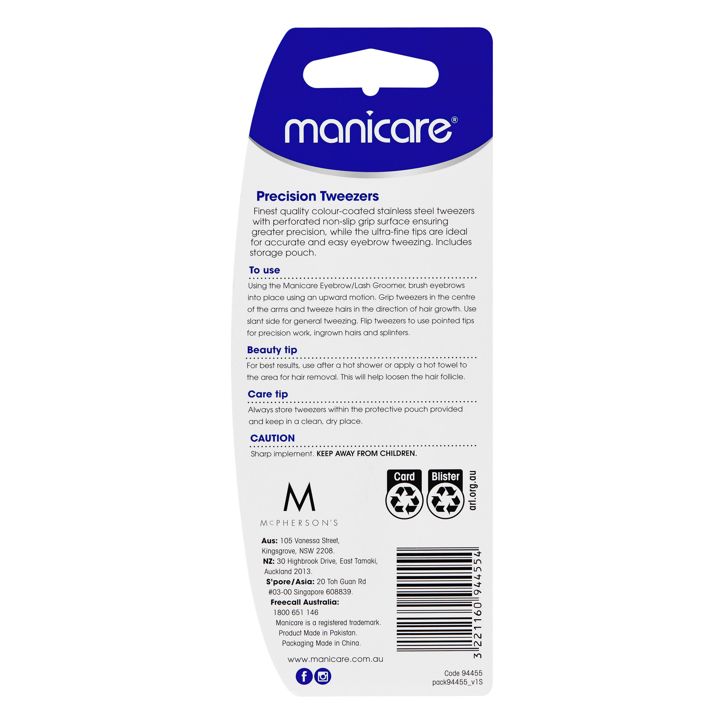 Manicare Precision Tweezers Pink 1 each - Image 2