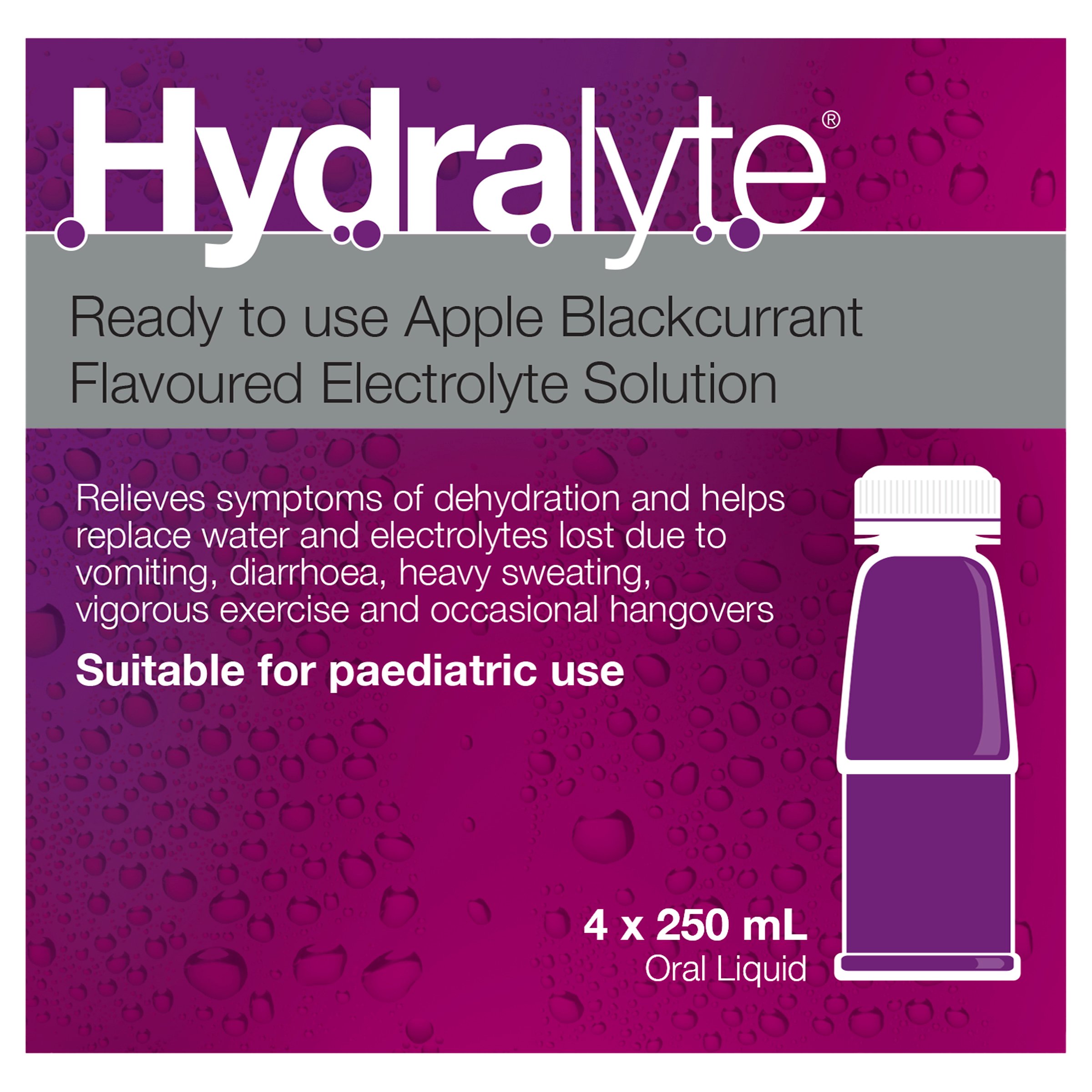 Hydralyte Ready to Use Liquid Apple/Blackcurrant Flavoured 250ml - 4 pack - Image 4