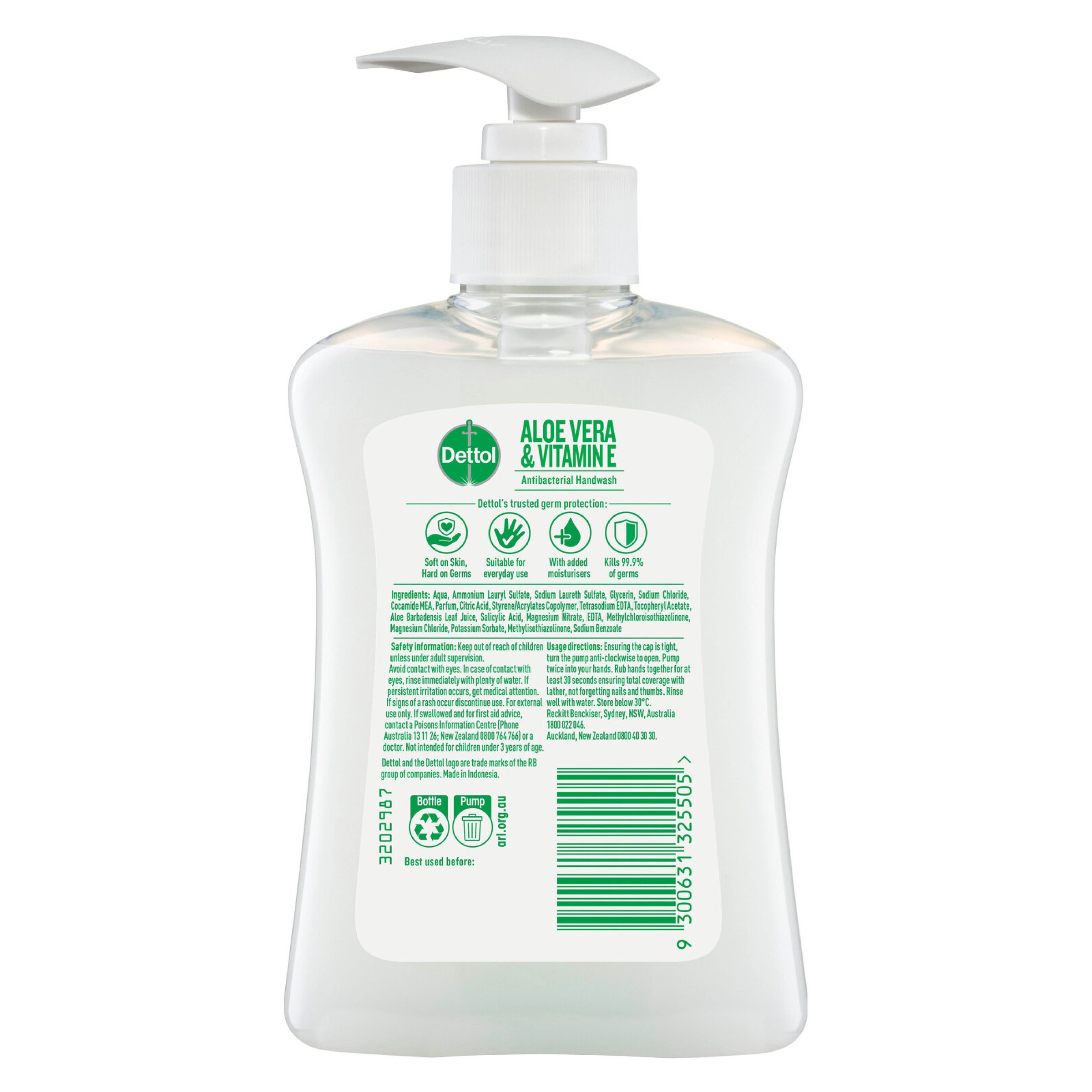 Dettol Antibacterial Hand Wash Pump Aloe Vera 250ml - Image 2