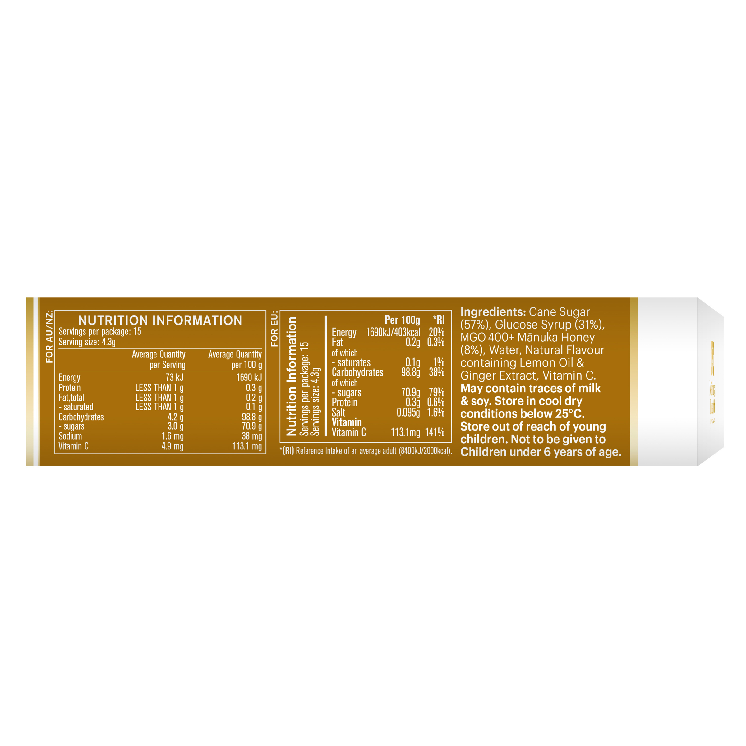 Manuka Health MGO 400+ Honey Lemon & Ginger Lozenge 15 pack - Image 3