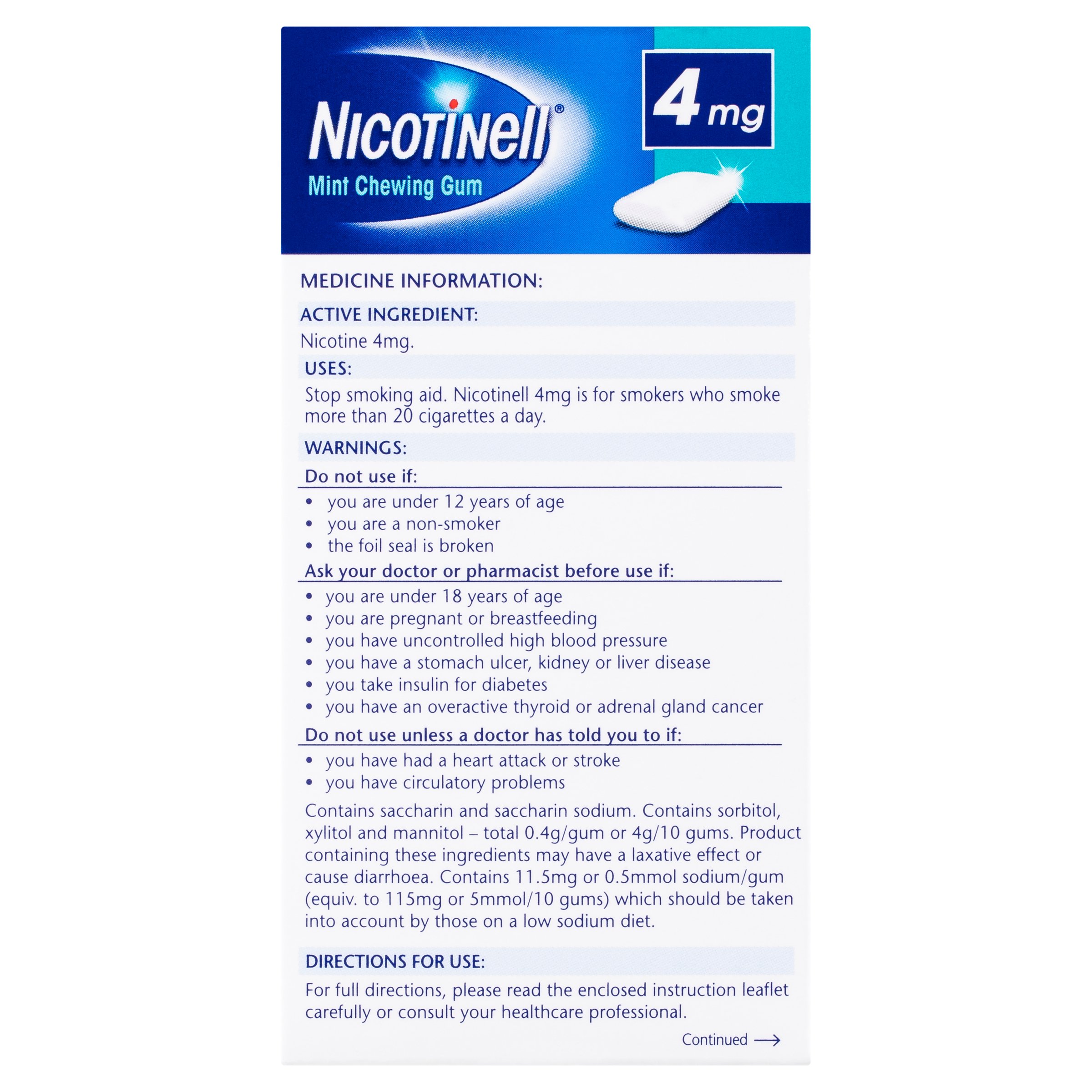Nicotinell Mint Nicotine Chewing Gum 4mg Extra Strength 96 pieces - Image 3