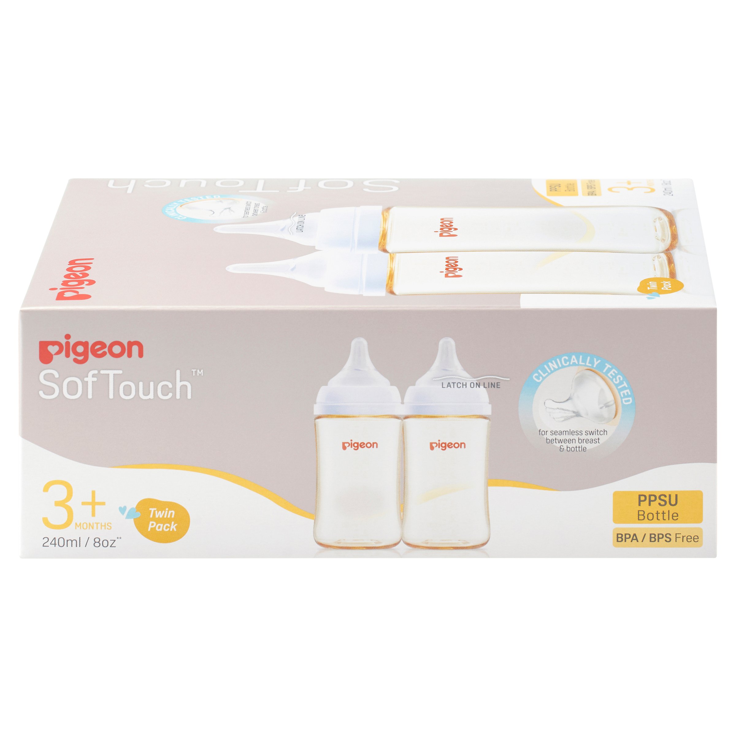 Pigeon Softouch 3 Nursing Bottle PPSU Twin Medium 240ml - Image 3