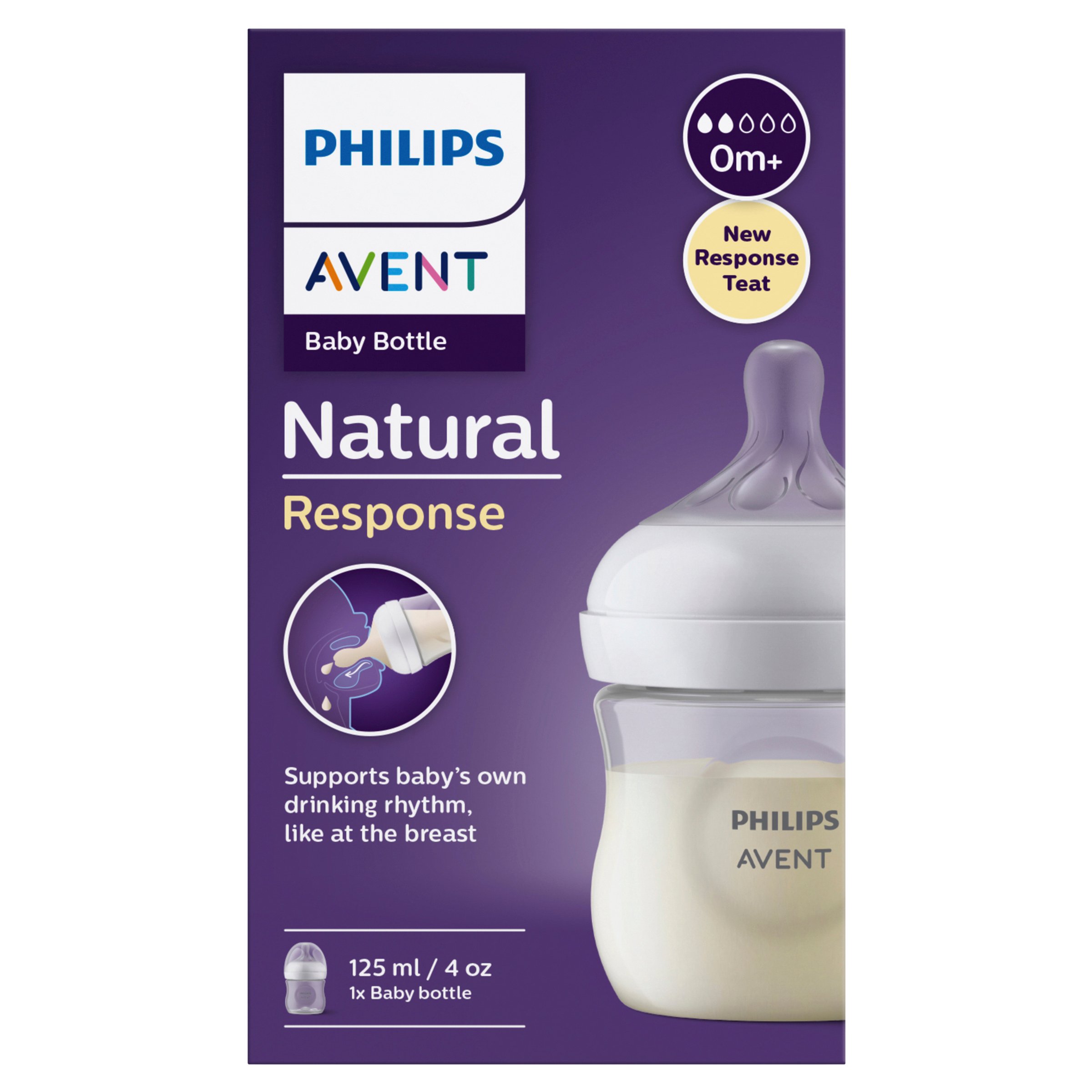 Avent Natural Response Baby Bottle 125ml - 1 pack - Image 1