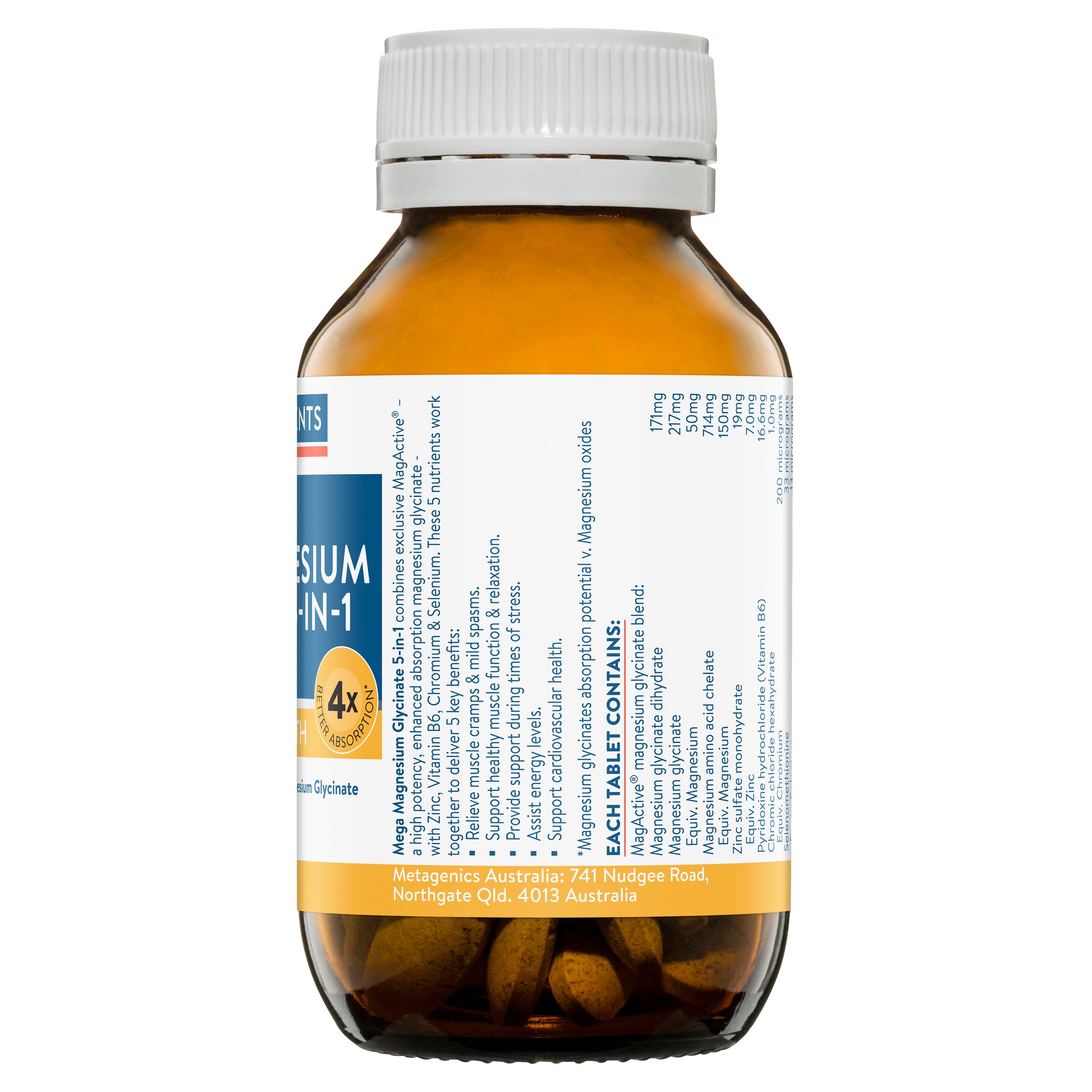 Ethical Nutrients Mega Magnesium Glycinate 5-IN-1 60 Tablets - Image 2