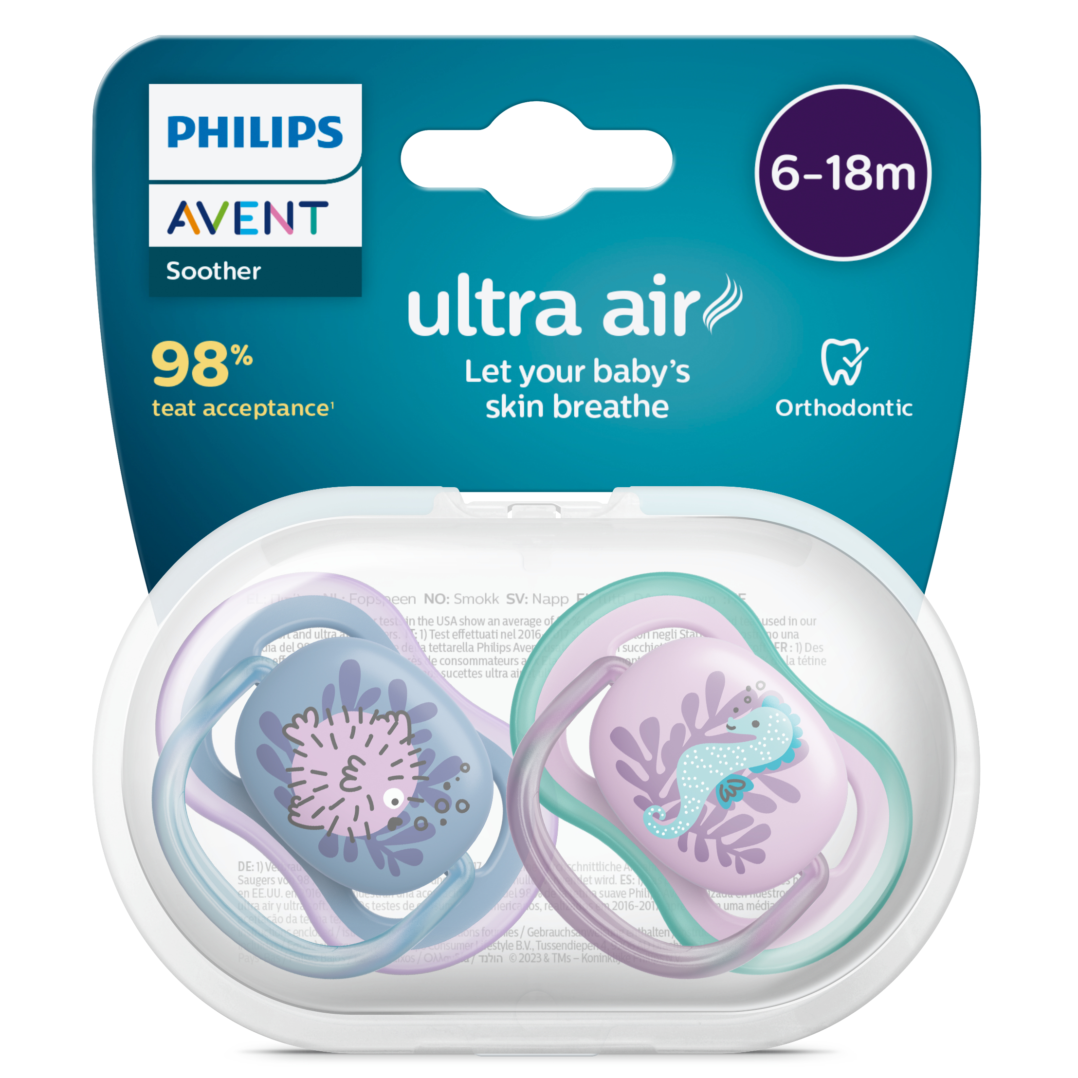Avent Ultra Air Soother 6-18 Months Deco Mixed 2 pack - Image 2