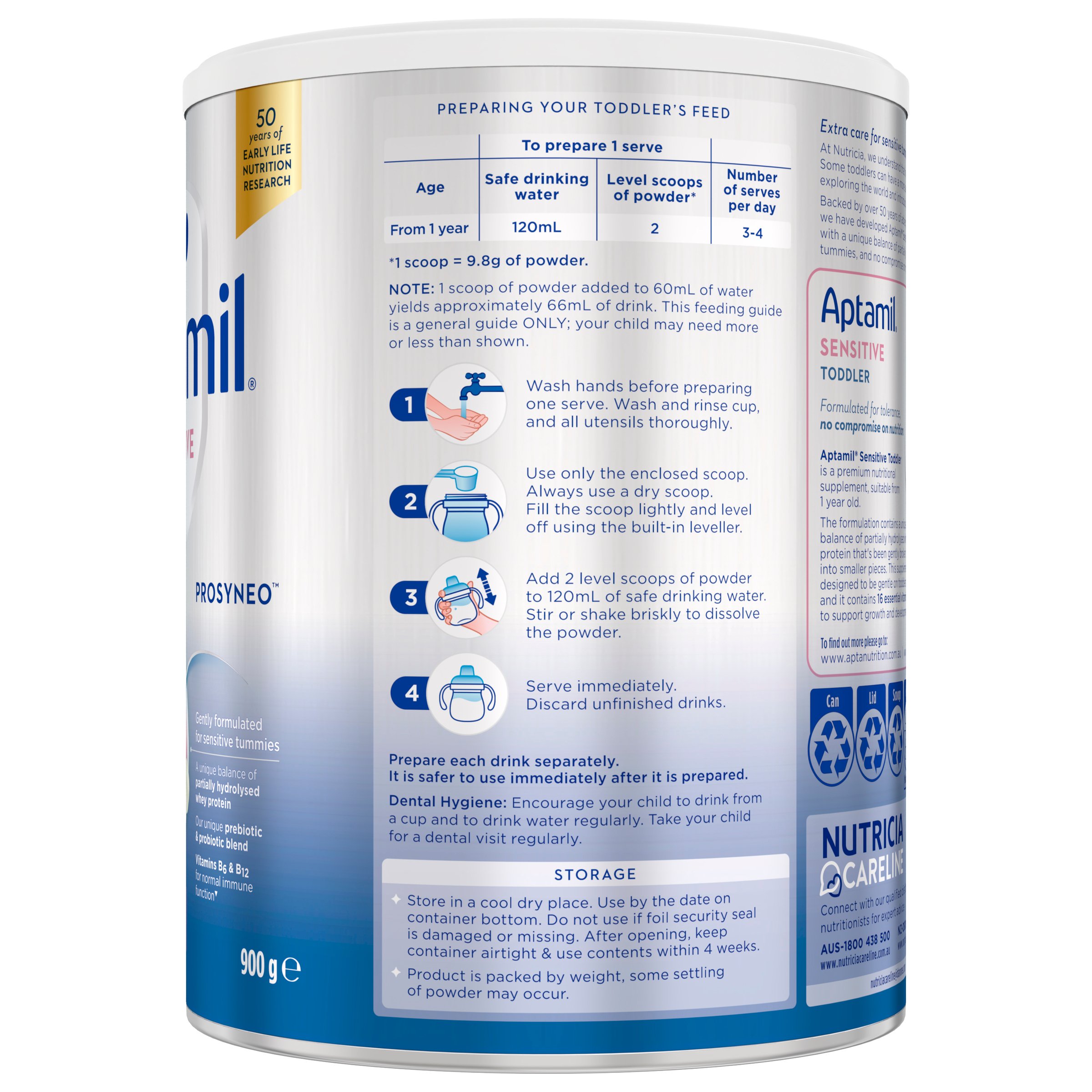 Aptamil Sensitive Premium Toddler Milk Drink From 12+ Months 900g - Image 3
