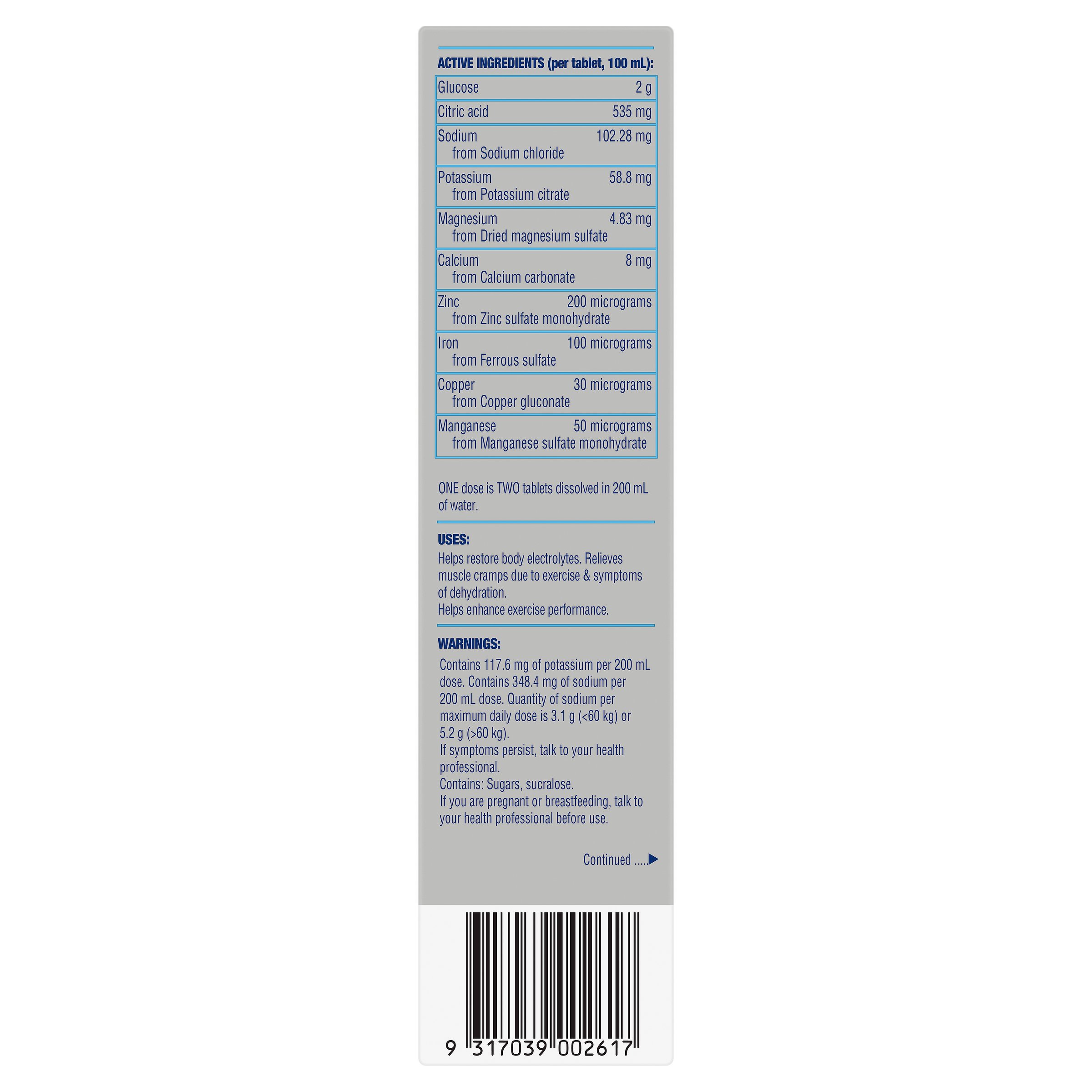 Hydralyte Plus Sports Effervescent Blueberry Blast 20 tablets - Image 2