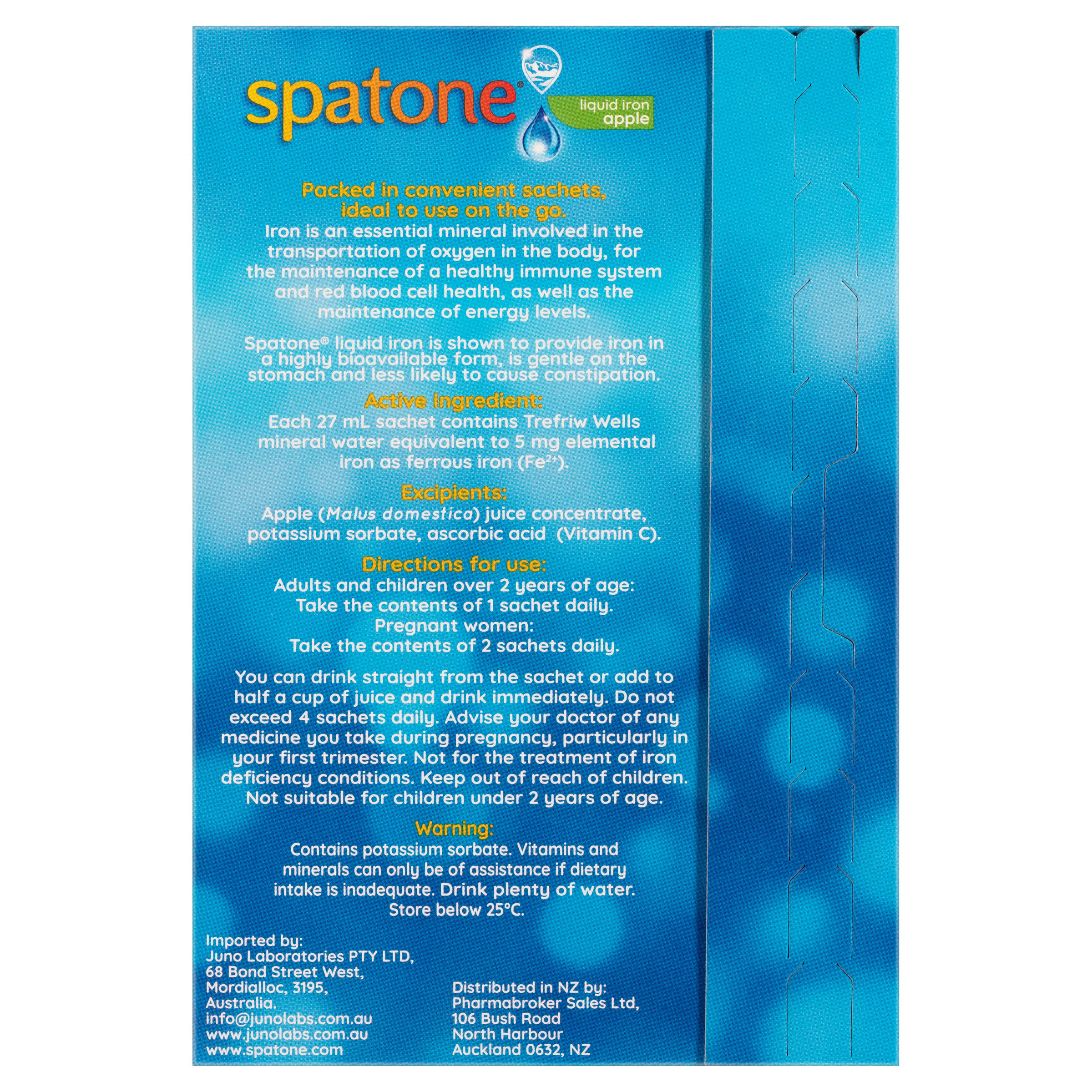Spatone Liquid Iron Apple 28 sachets - Image 2