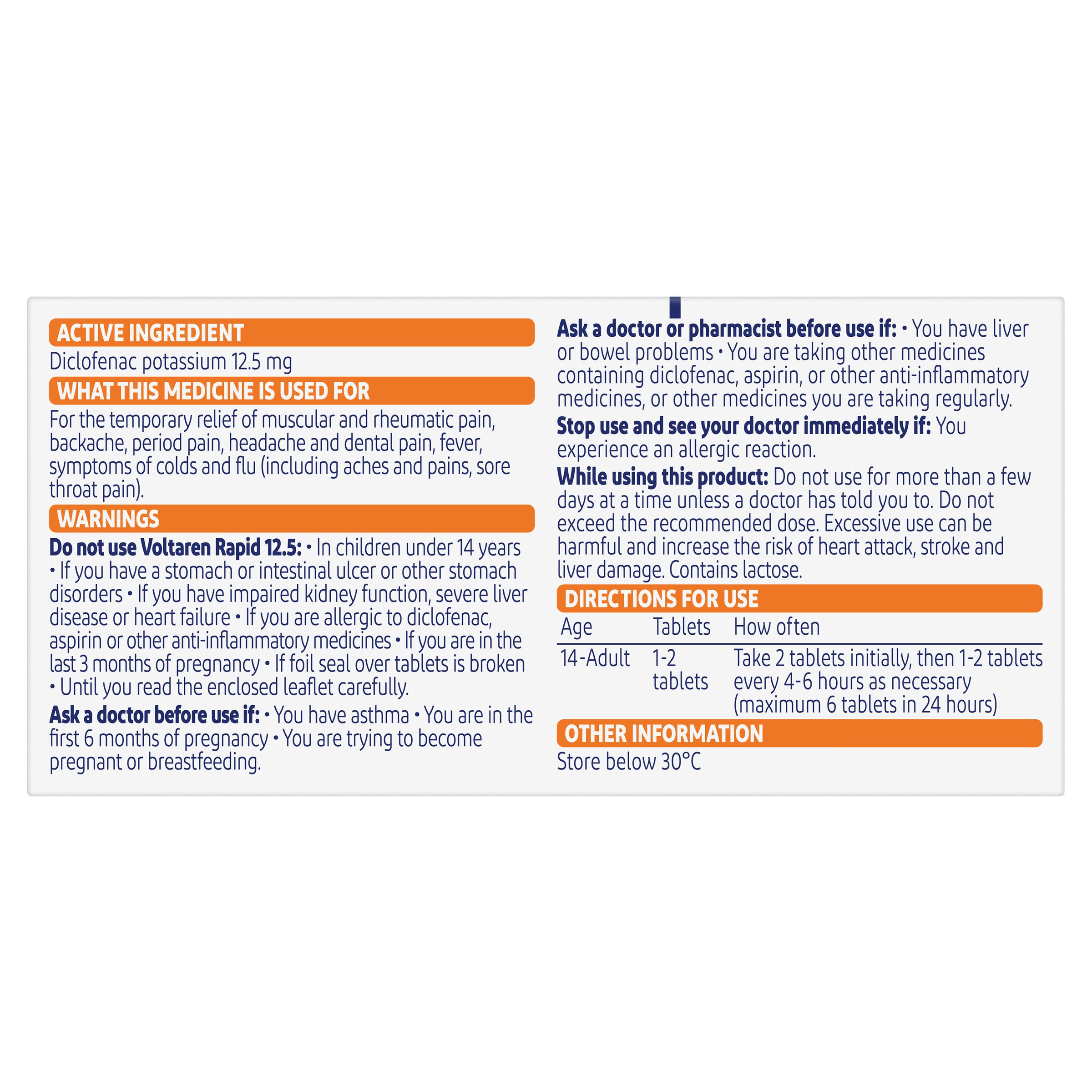 Voltaren Rapid 12.5mg - 20 tablets - Image 2