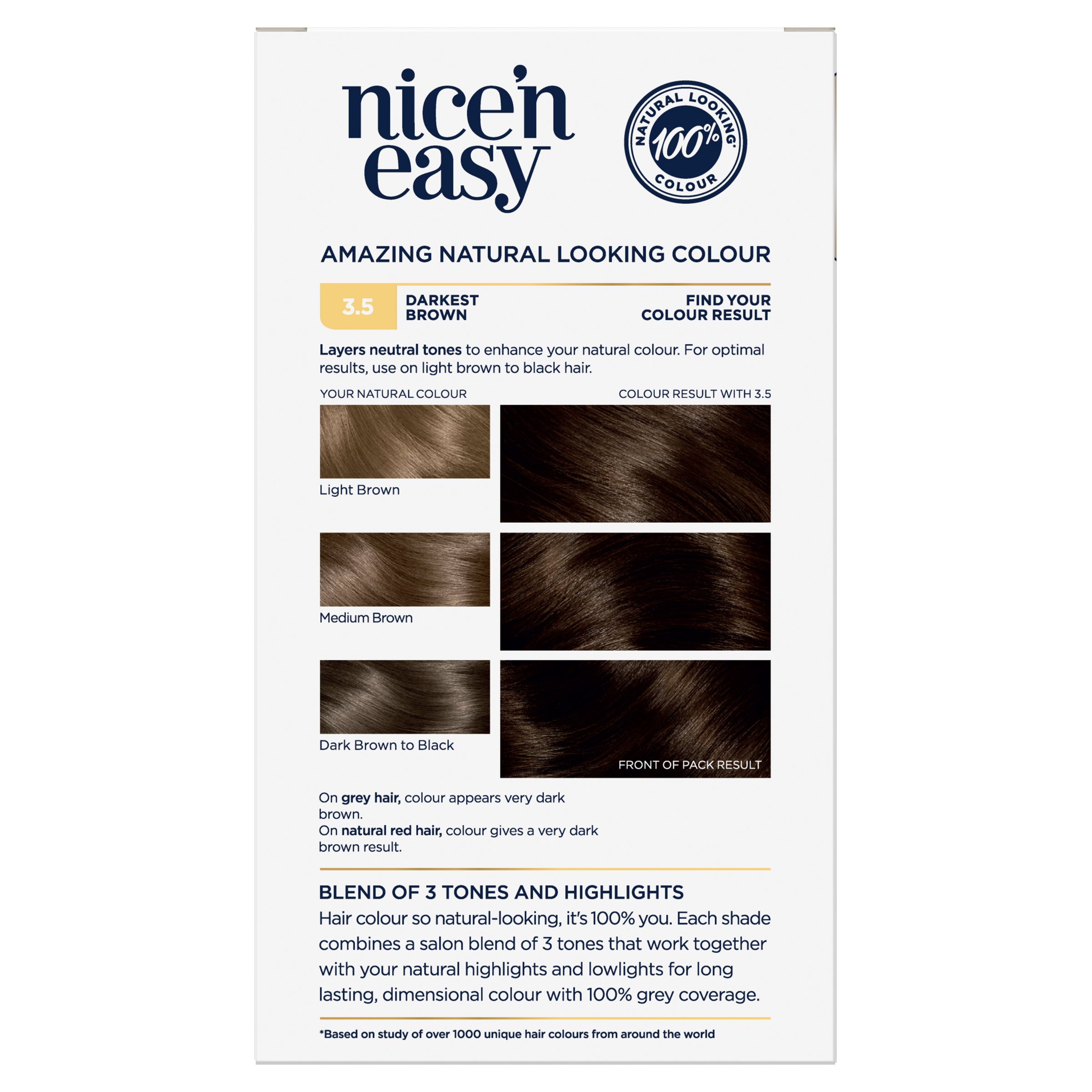 Clairol Nice'n Easy 3.5 Natural Darkest Brown 1 pack - Image 2