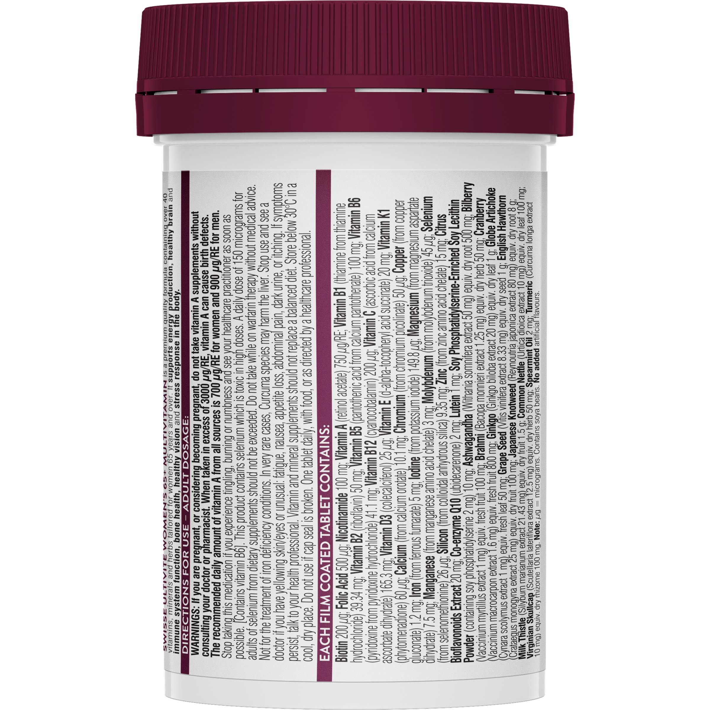 Swisse Ultivite Women's 65 + Multivitamin 60 tablets - Image 2