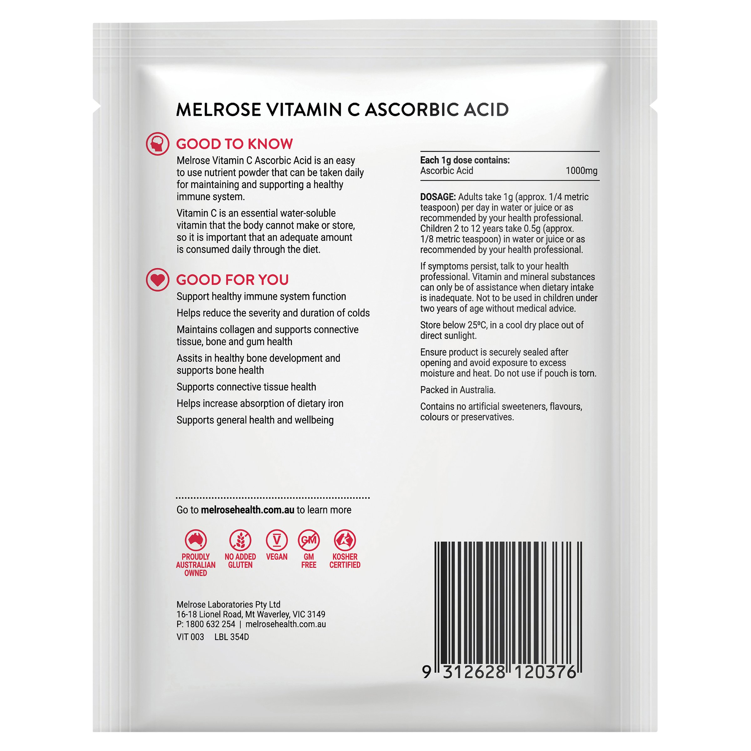 Melrose Vitamin C Ascorbic Acid 125g - Image 2