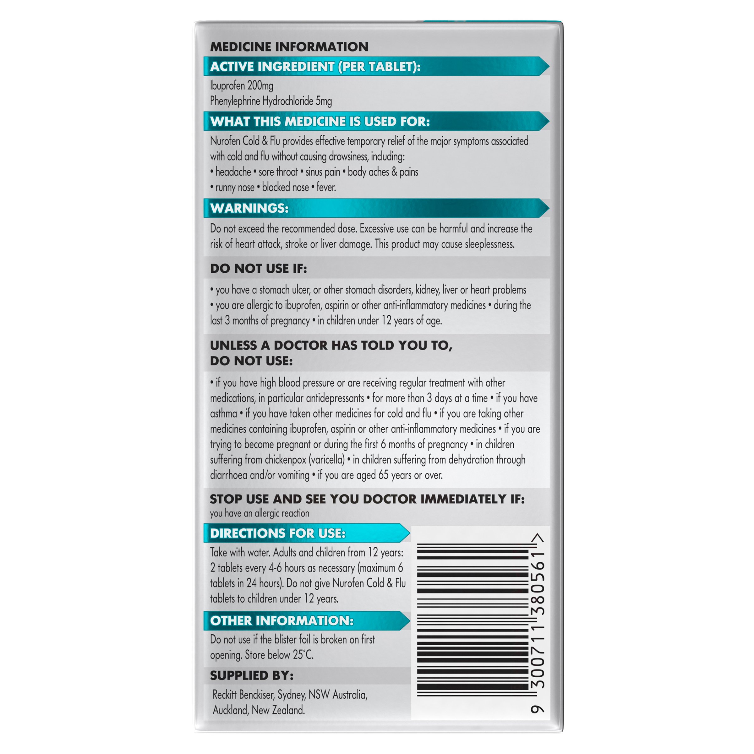 Nurofen Cold & Flu PE 24 tablets - Image 2
