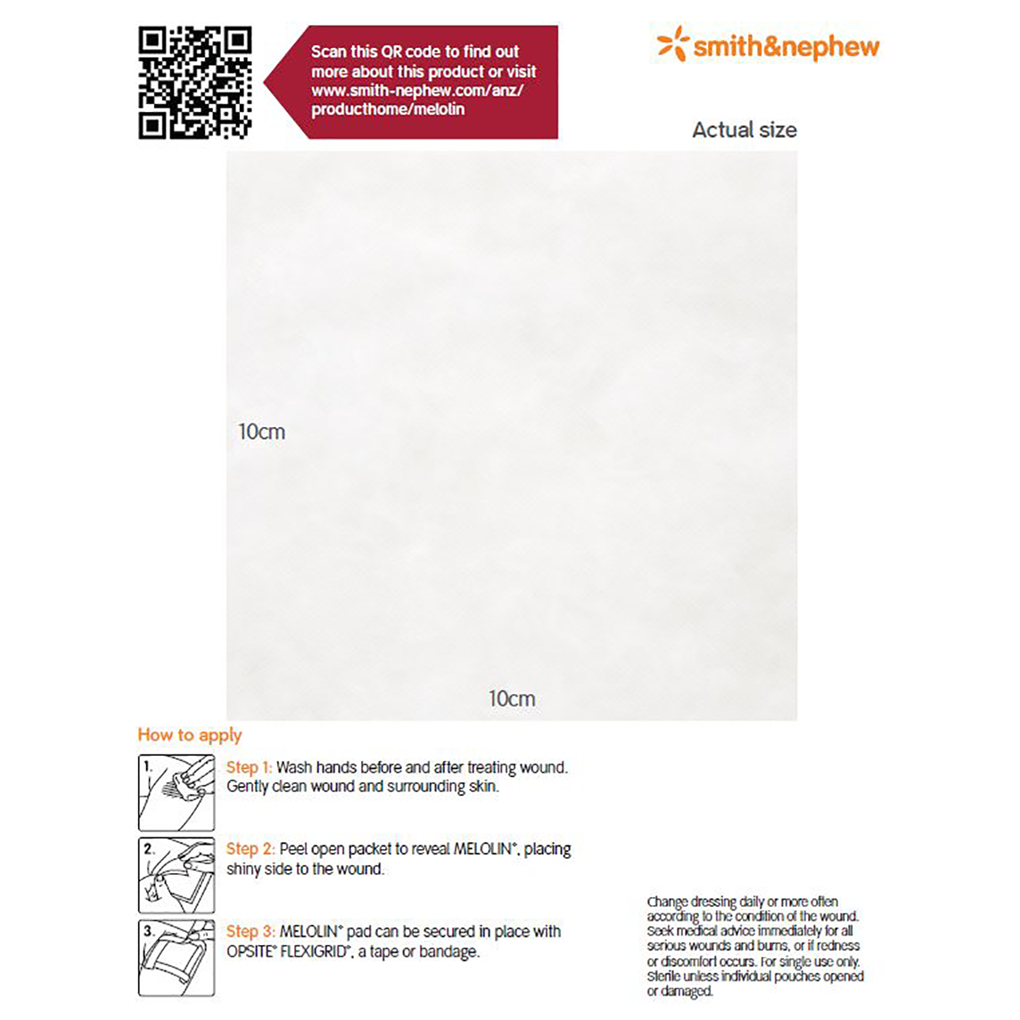 Melolin Dressing 10cm X 10cm - 1 each - Image 2