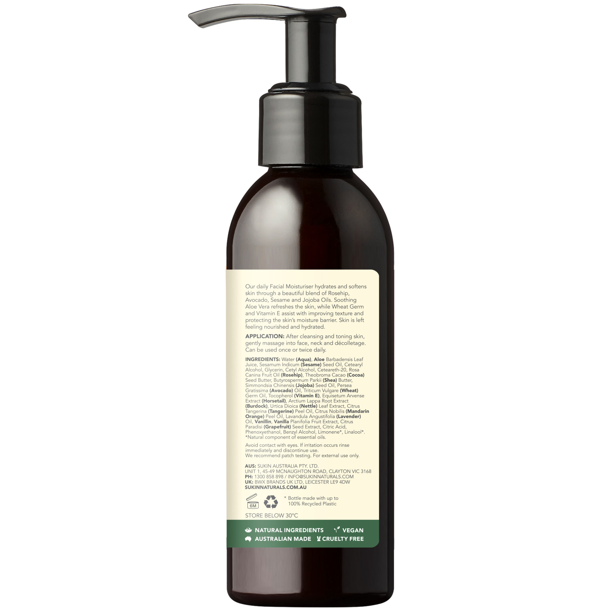Sukin Facial Moisturiser Pump 125ml - Image 3
