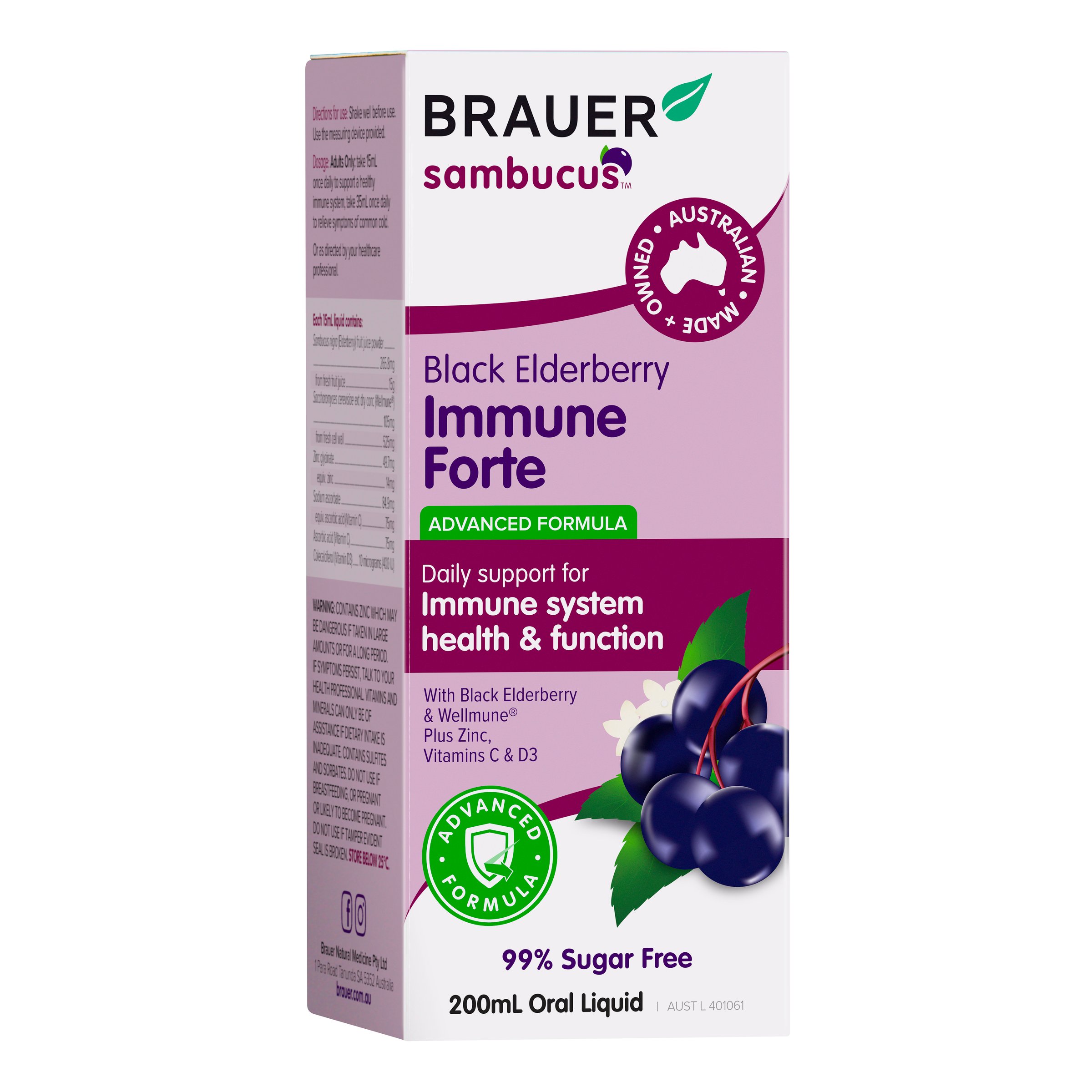 Brauer Sambucus Black Elderberry Adult Immune Forte 200ml - Image 6