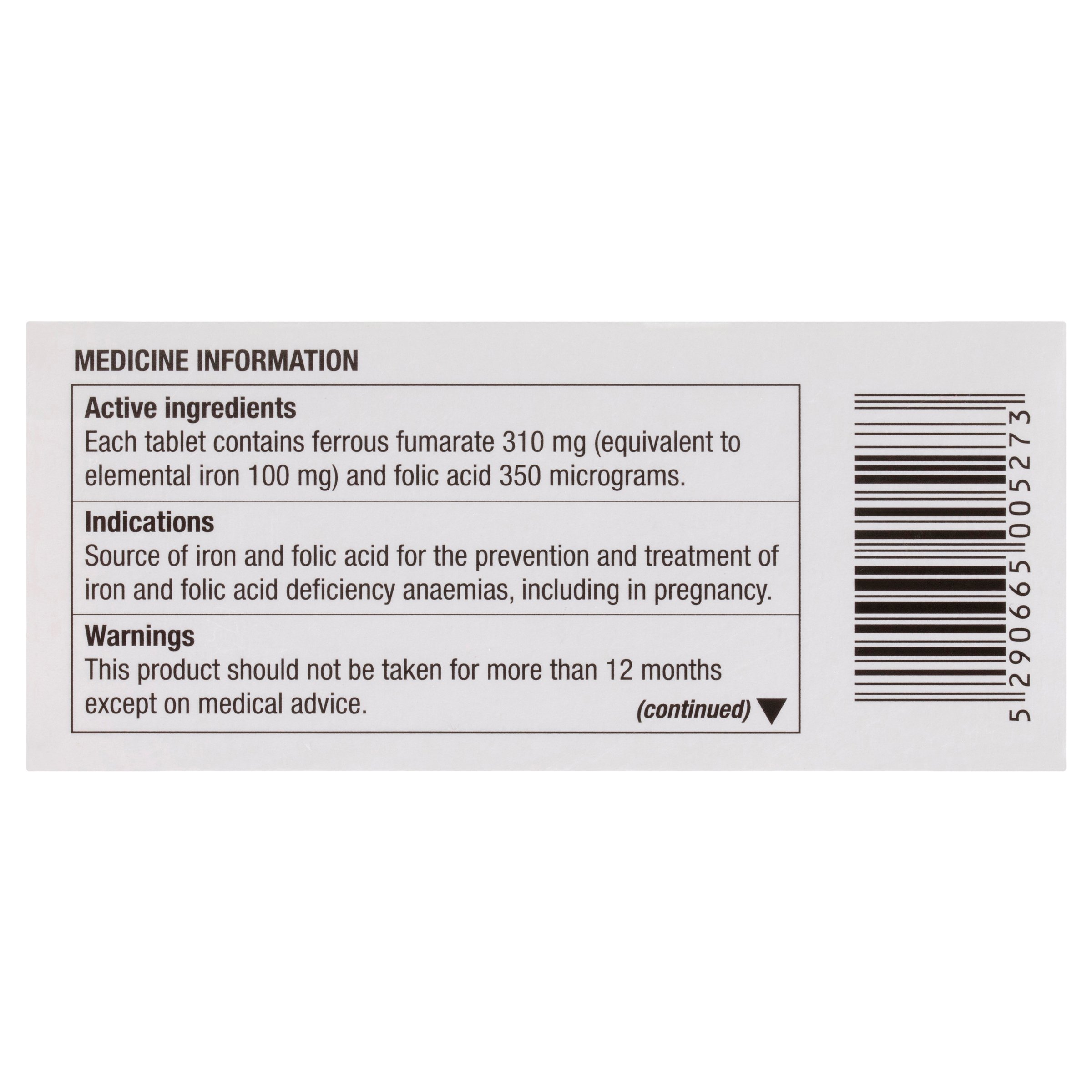 Ferro-F-Tab Iron & Folic Acid - 60 tablets - Image 2