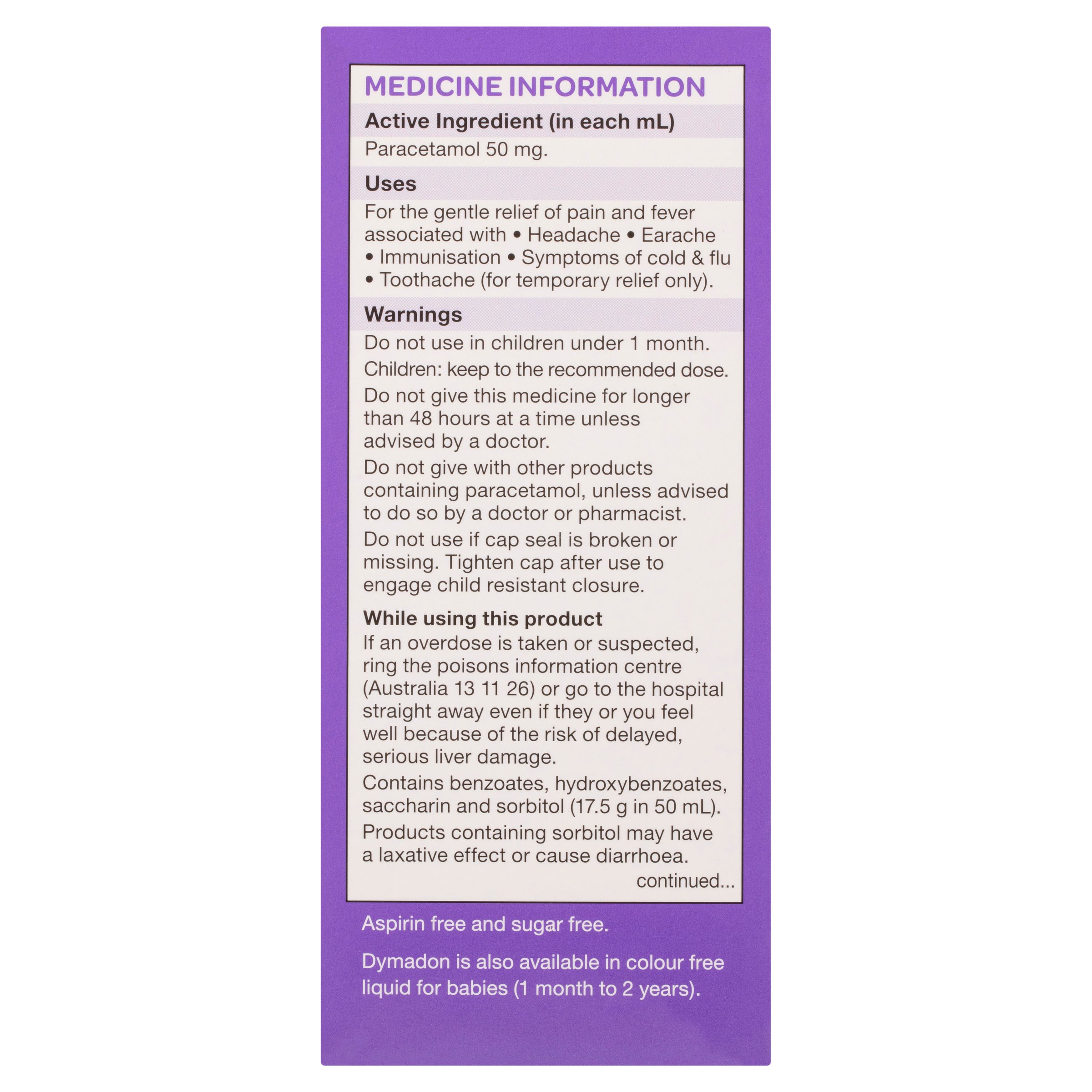 Dymadon Paracetamol for Kids 2-12yrs Orange 200mL - Image 3