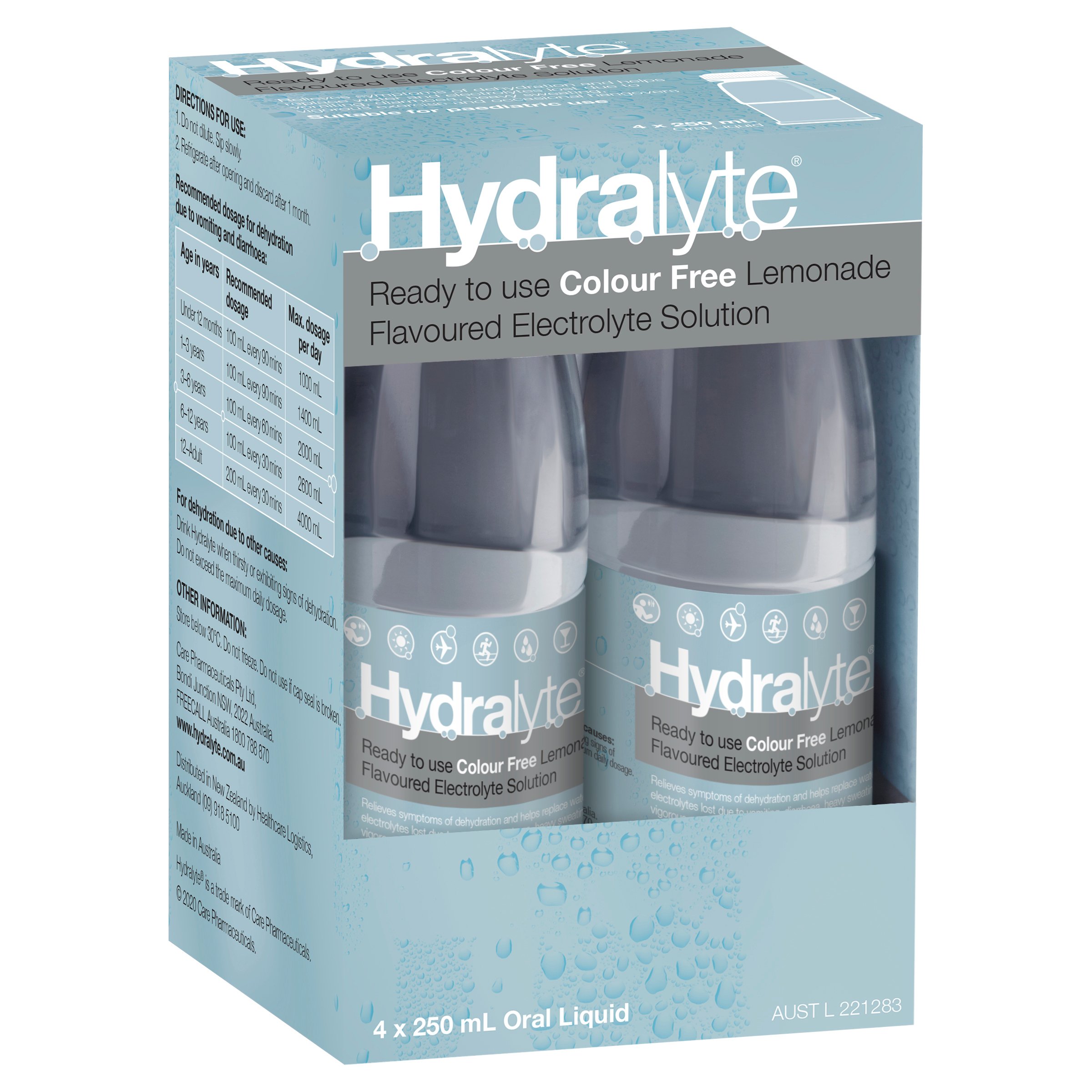 Hydralyte Colour Free Lemonade Flavoured Solution 250ml - 4 pack - Image 8