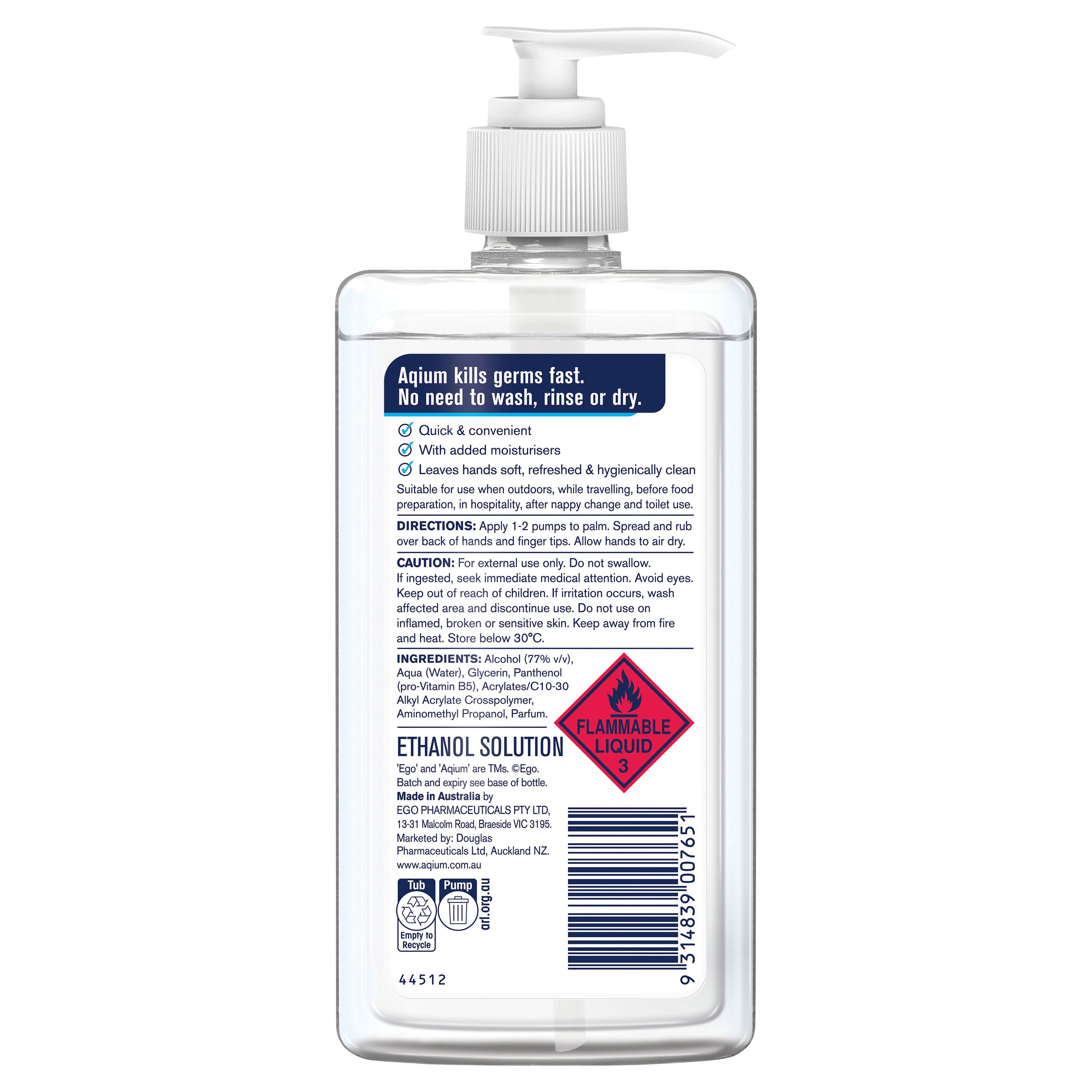 Ego Aqium Hand Sanitiser 375ml - Image 2
