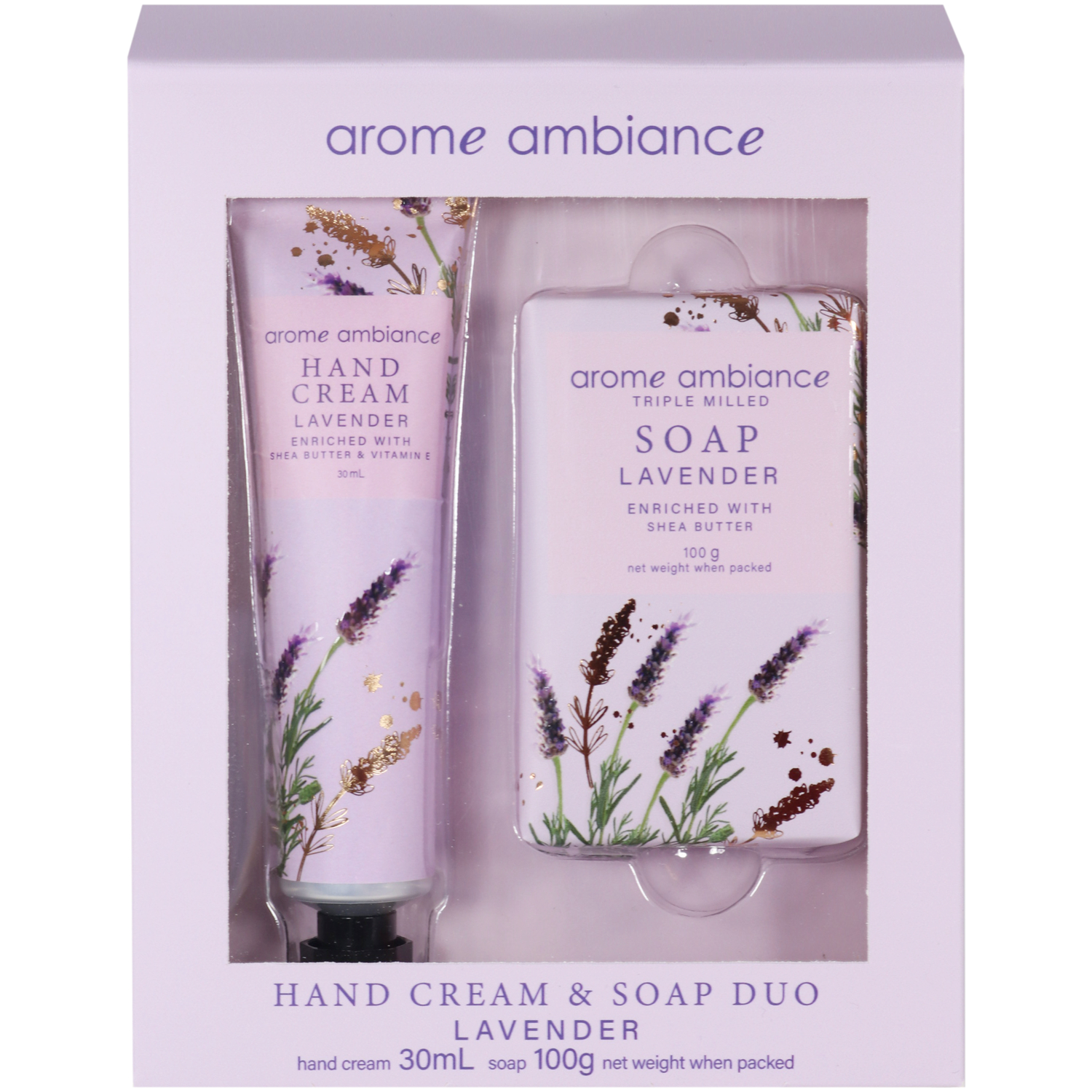 Arome Ambiance Floral Glimmer Hand Cream Soap Duo Lavender 1 each