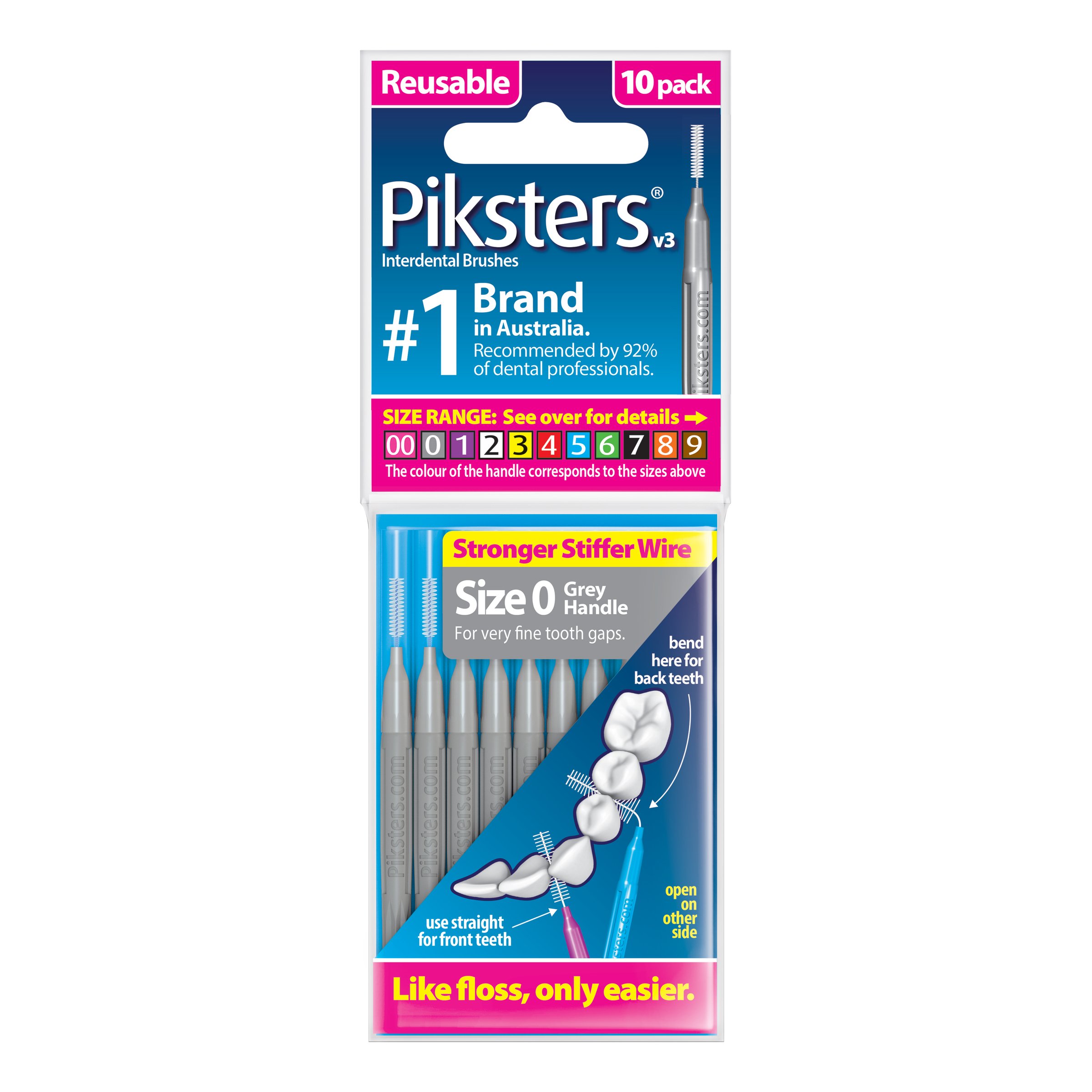 Piksters Interdental Brush Size 0 Grey 10 pack - Image 1