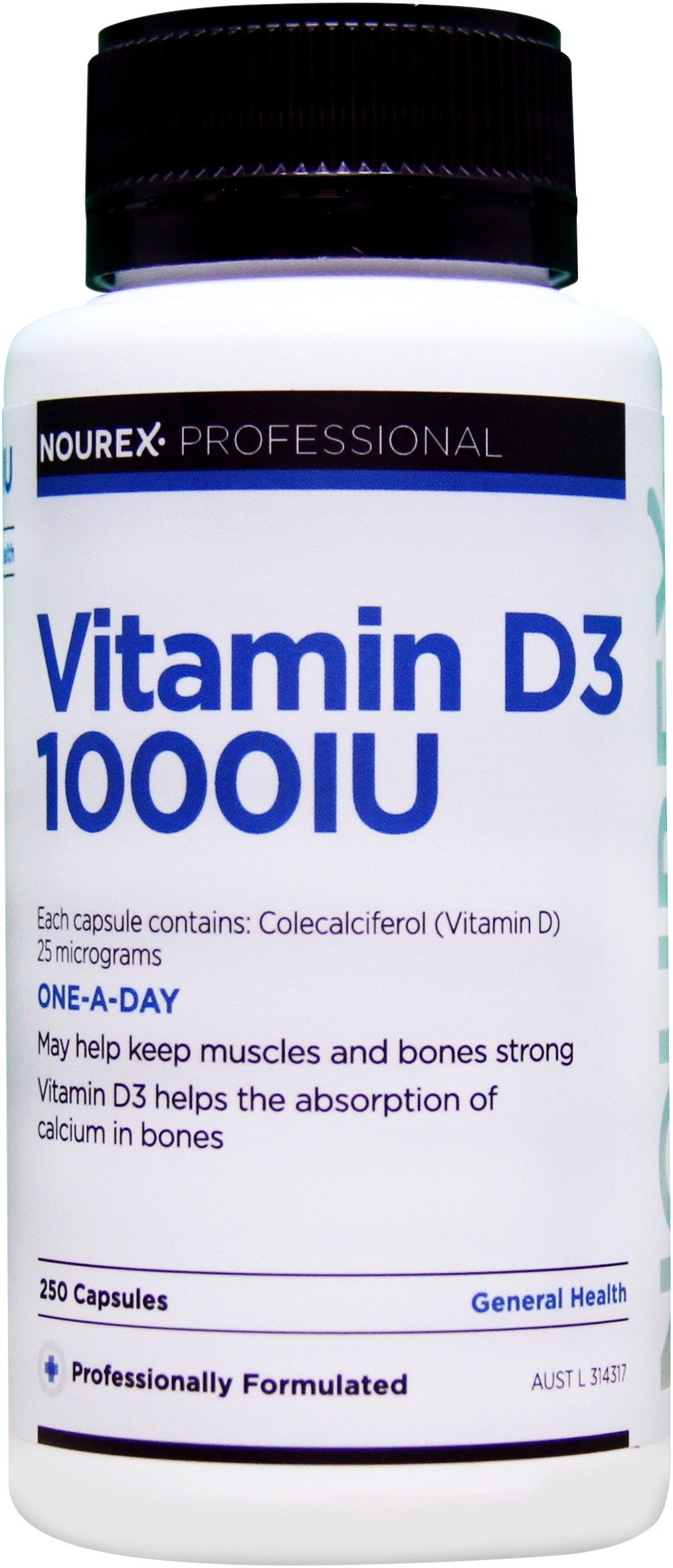 Nourex Professional Vitamin D3 1000IU - 250 capsules - Image 1