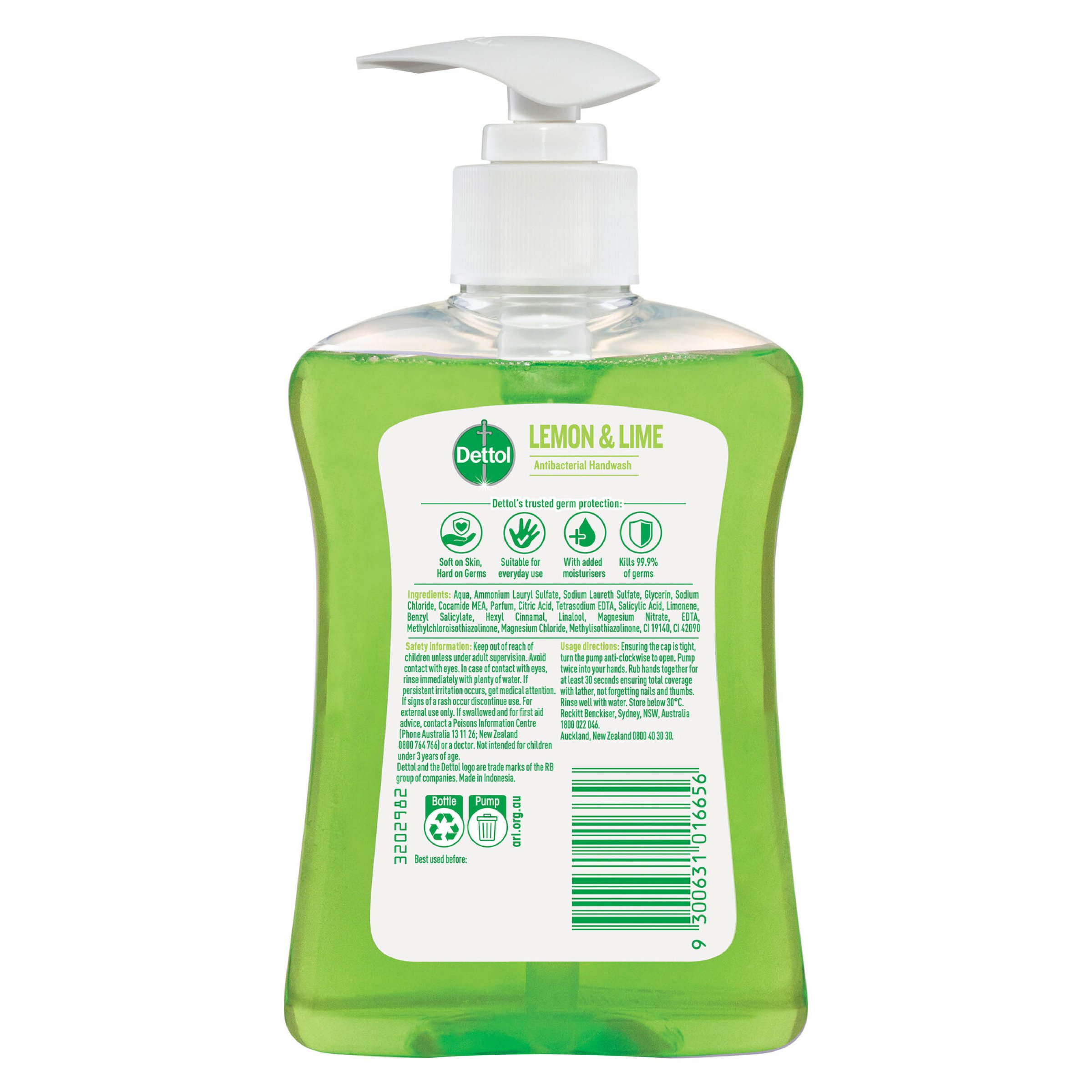 Dettol Antibacterial Hand Wash Pump Lemon & Lime 250ml - Image 2