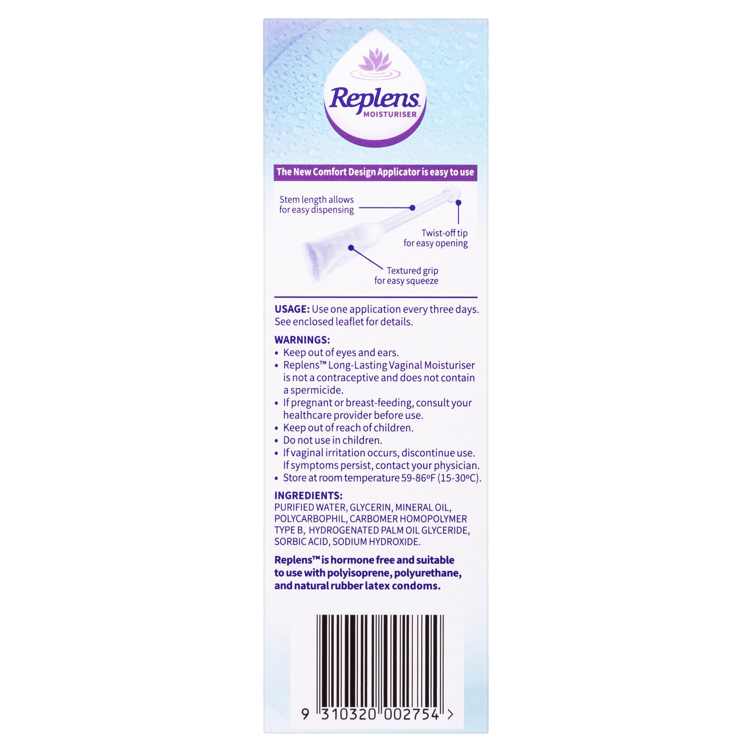 Replens Vaginal Moisturiser Pre-filled Applicators 10 pack - Image 3