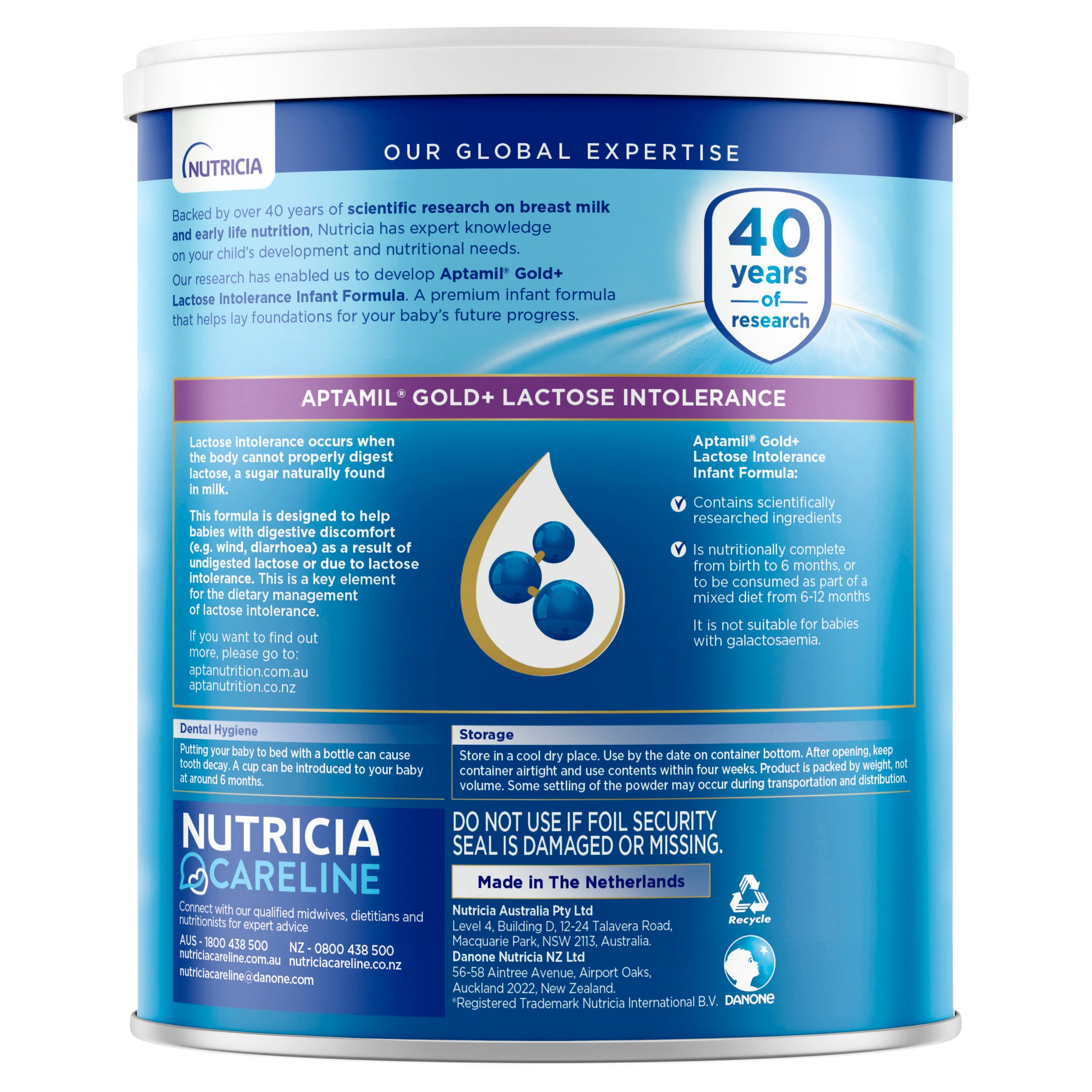 Aptamil Gold+ Lactose Intolerance Baby Formula From 0 To 12 Months 900g - Image 2