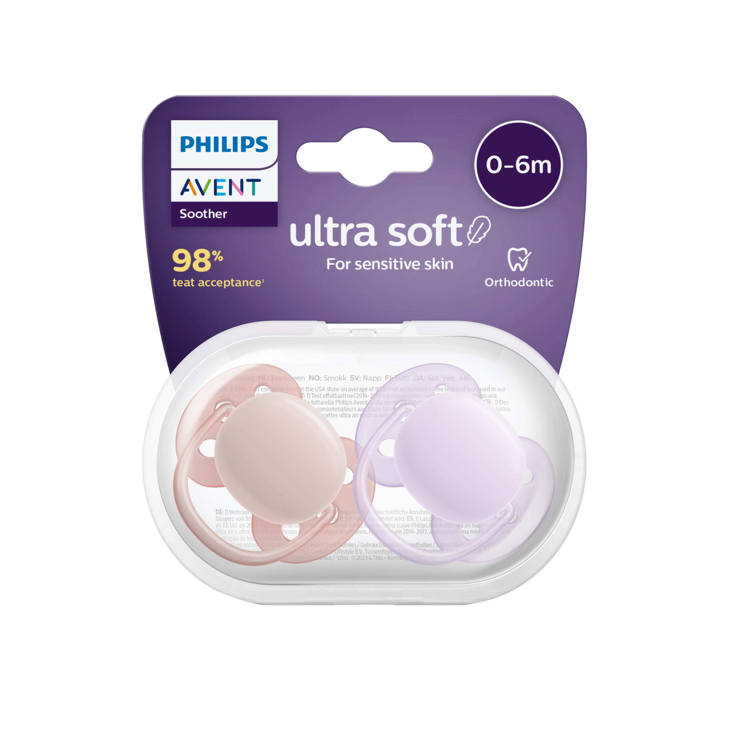Avent Soft Soother Plain Mixed, 0-6 Months SCF091/32 - 2 pack - Image 2